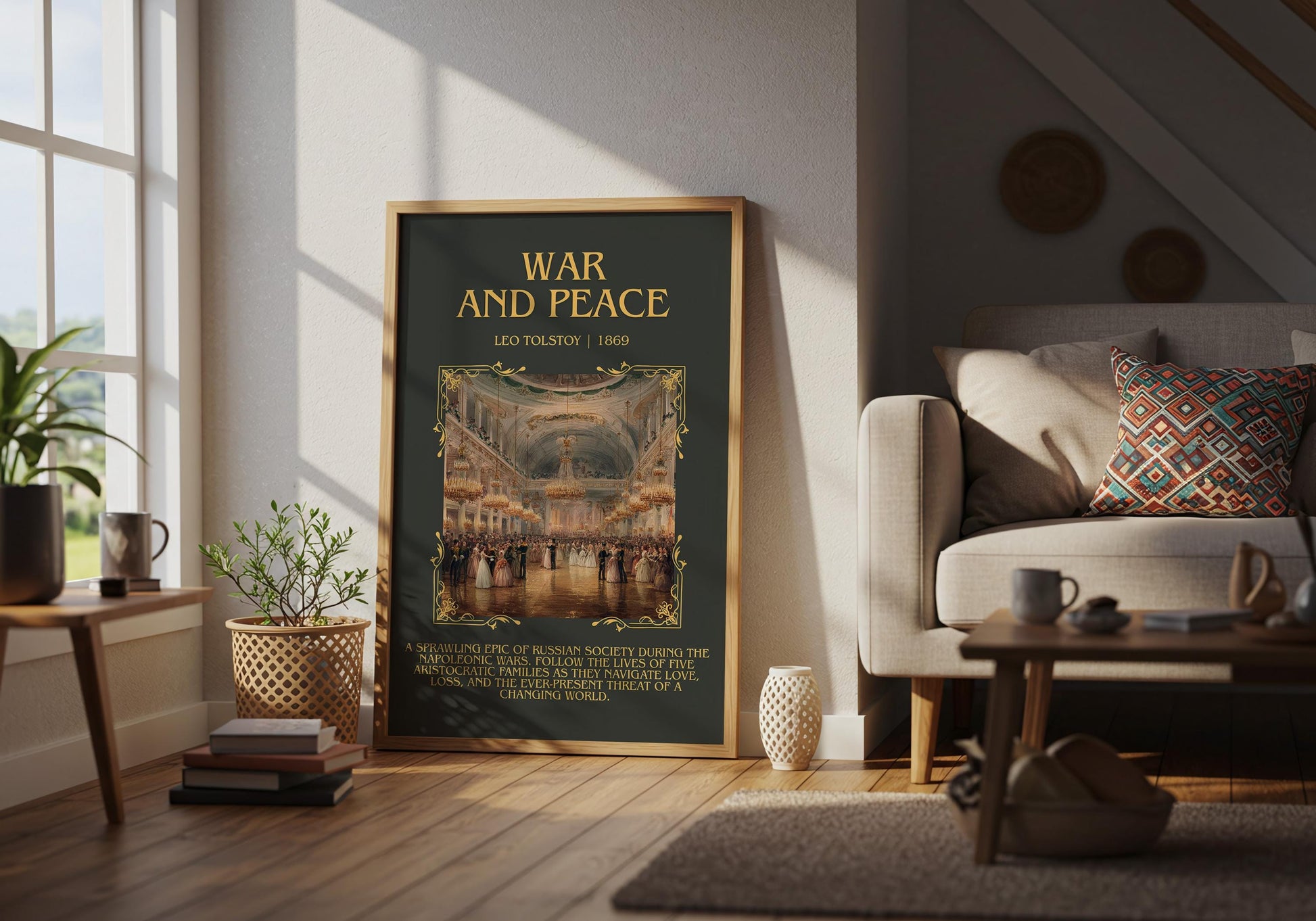 War And Peace by Leo Tolstoy Descriptive Poster Print.Free Delivery Wall Art Author&Blurb Book Artwork Novel Poster