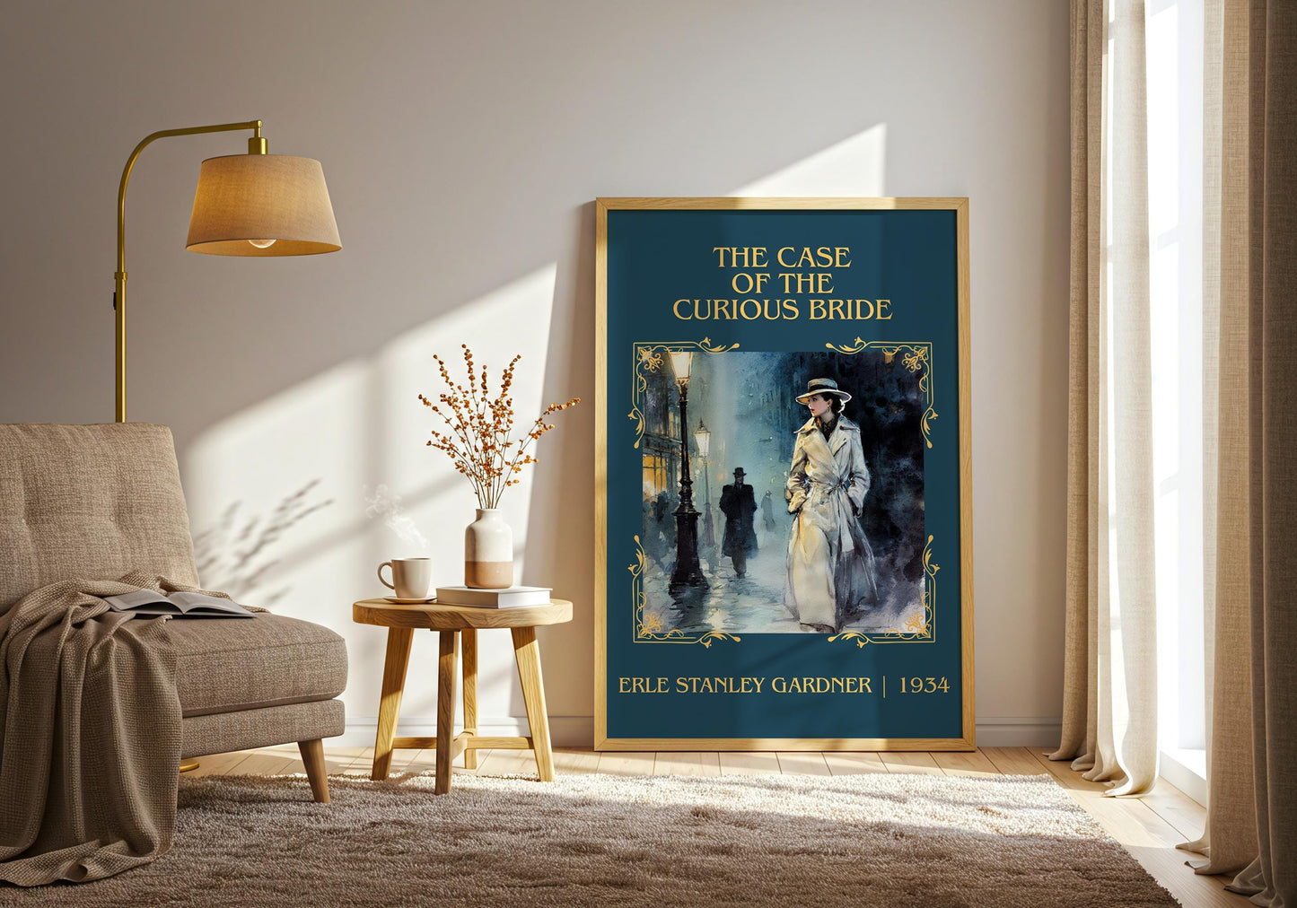 The Case Of The Curious Bride by Erle Stanley Gardner Descriptive Poster Print.Free Delivery Wall Art Author&Blurb Book Artwork Novel