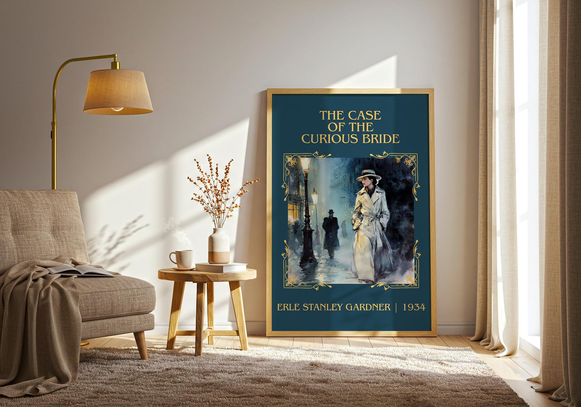 The Case Of The Curious Bride by Erle Stanley Gardner Descriptive Poster Print.Free Delivery Wall Art Author&Blurb Book Artwork Novel