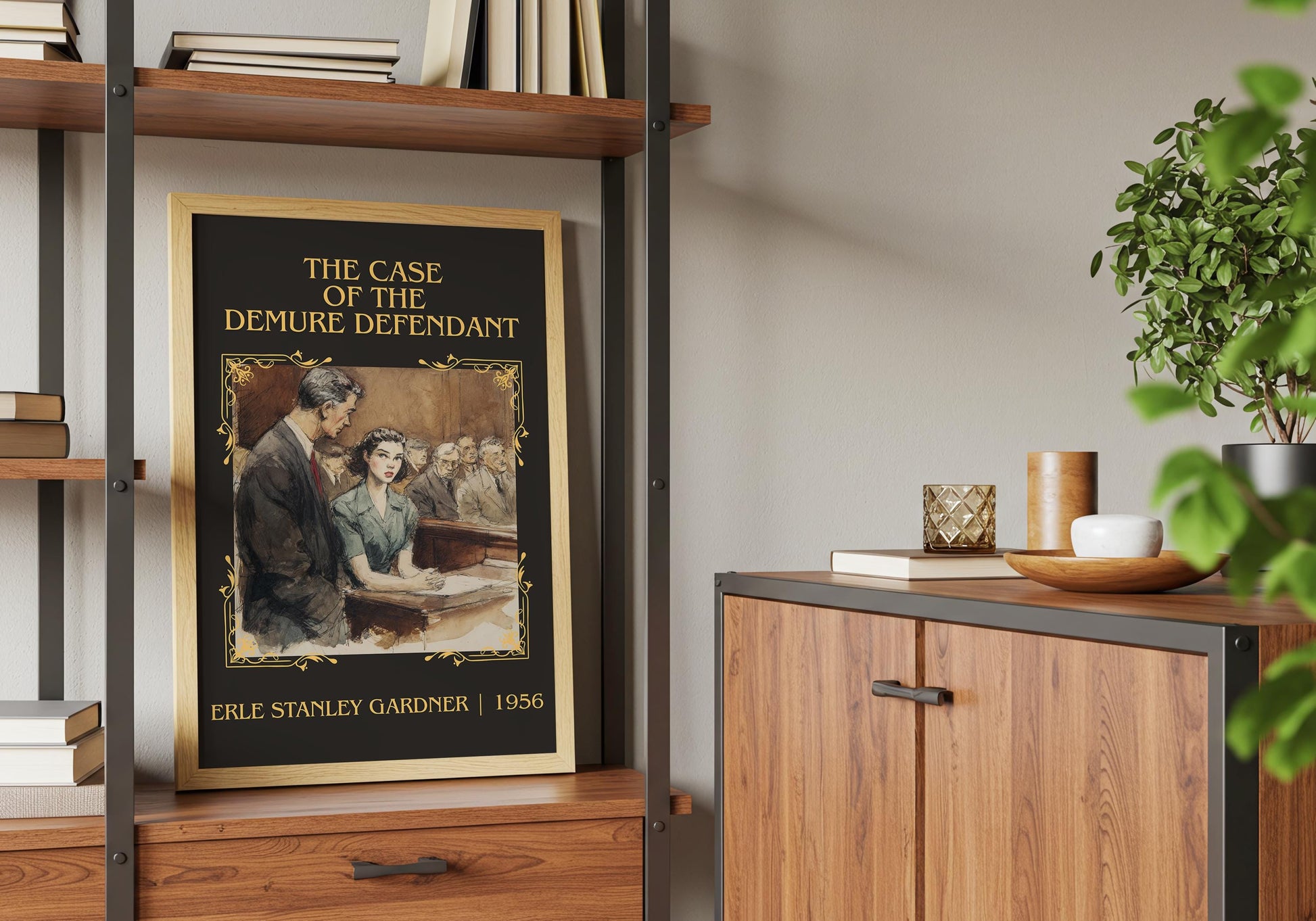 The Case Of The Demure Defendant by Erle Stanley Gardner Descriptive Poster Print.Free Delivery Wall Art Author&Blurb Book Artwork Novel