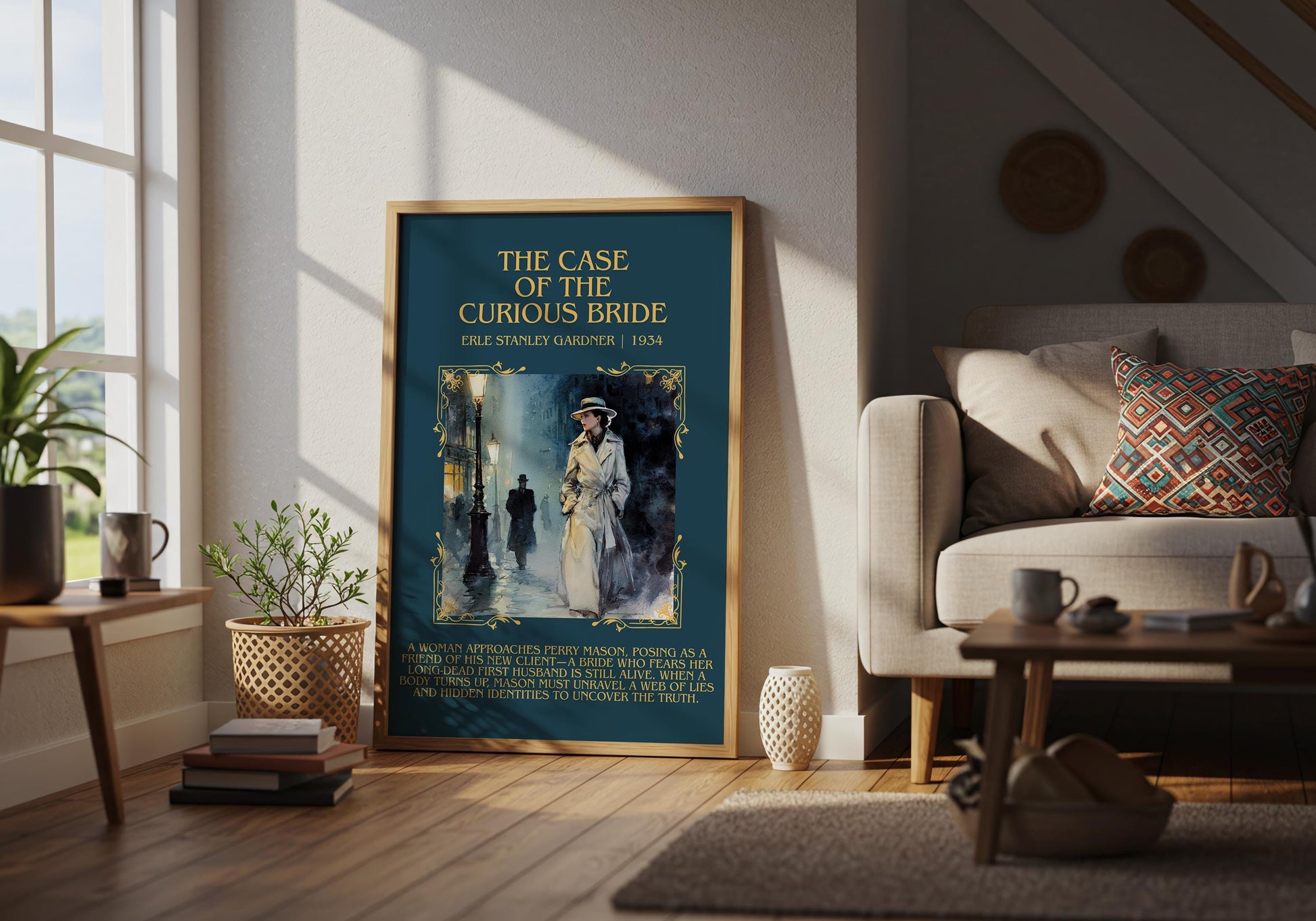 The Case Of The Curious Bride by Erle Stanley Gardner Descriptive Poster Print.Free Delivery Wall Art Author&Blurb Book Artwork Novel