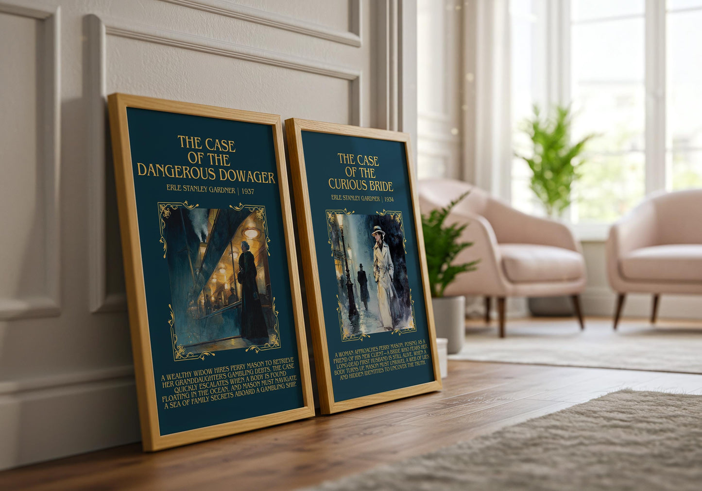 The Case Of The Dangerous Dowager by Erle Stanley Gardner Descriptive Poster Print.Free Delivery Wall Art. Author&Blurb Book Artwork Novel