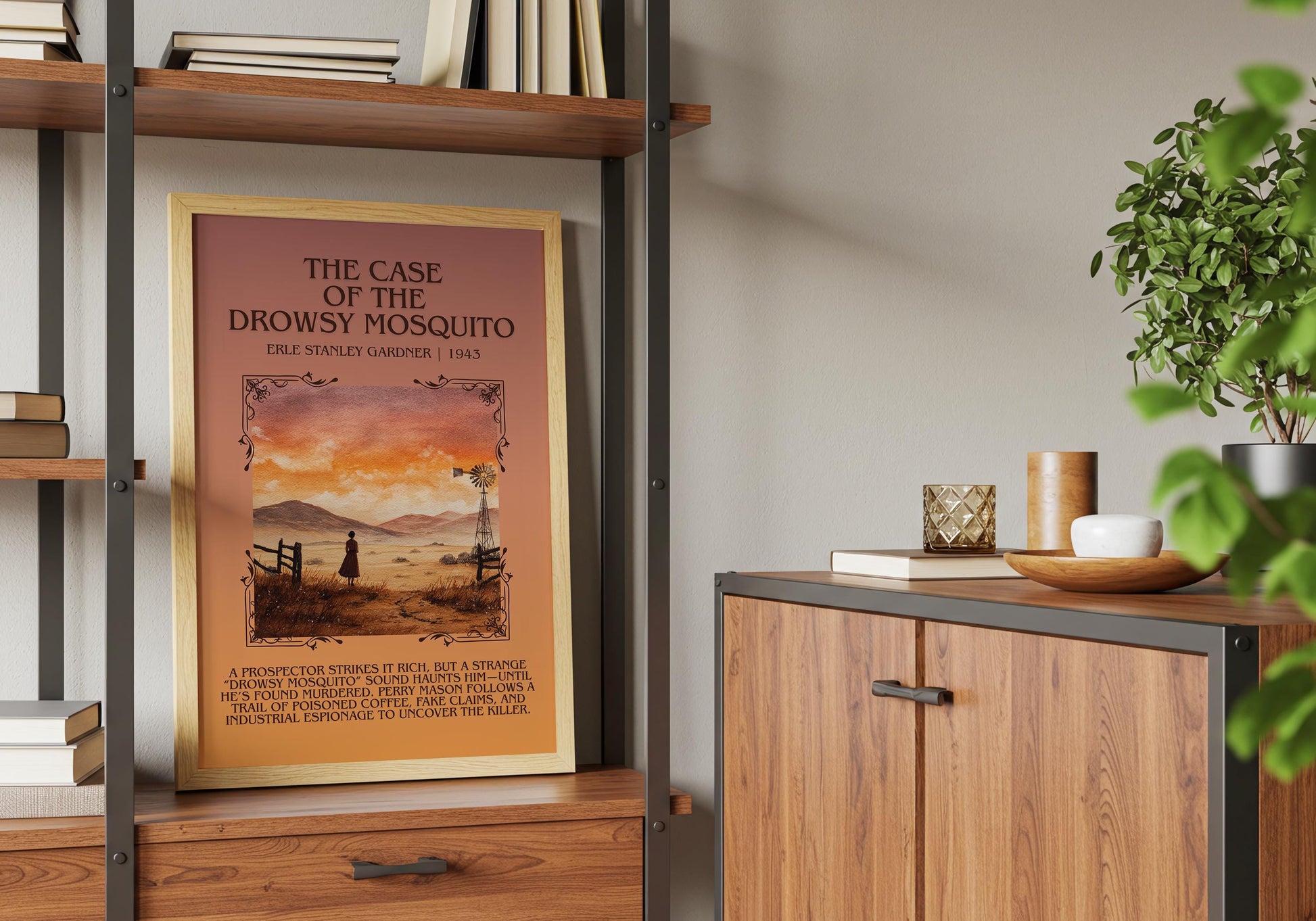 The Case Of The Drowsy Mosquito by Erle Stanley Gardner Descriptive Poster Print.Free Delivery Wall Art Author&Blurb Book Artwork Novel