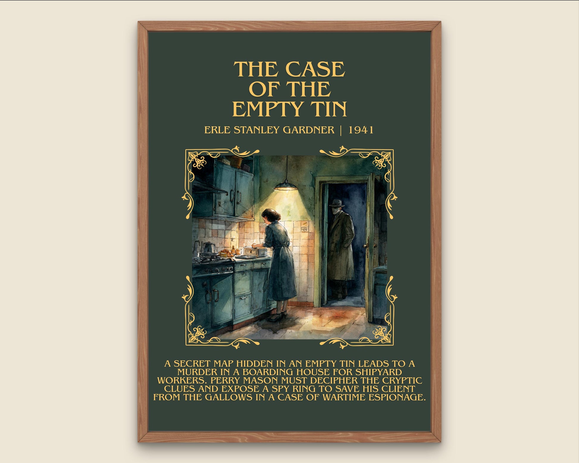 The Case Of The Empty Tin by Erle Stanley Gardner Descriptive Poster Print.Free Delivery Wall Art Author&Blurb Book Artwork Novel