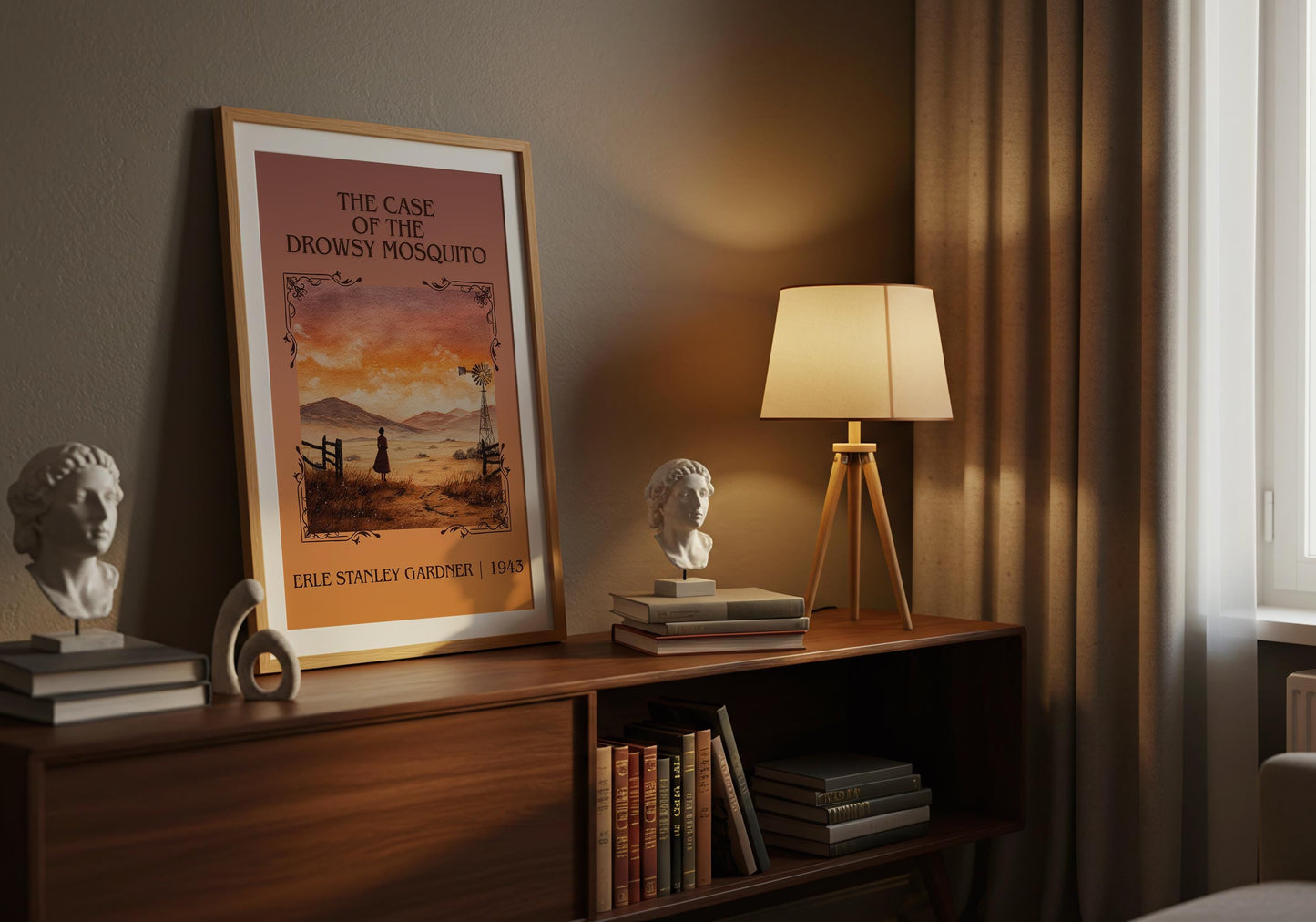 The Case Of The Drowsy Mosquito by Erle Stanley Gardner Descriptive Poster Print.Free Delivery Wall Art Author&Blurb Book Artwork Novel
