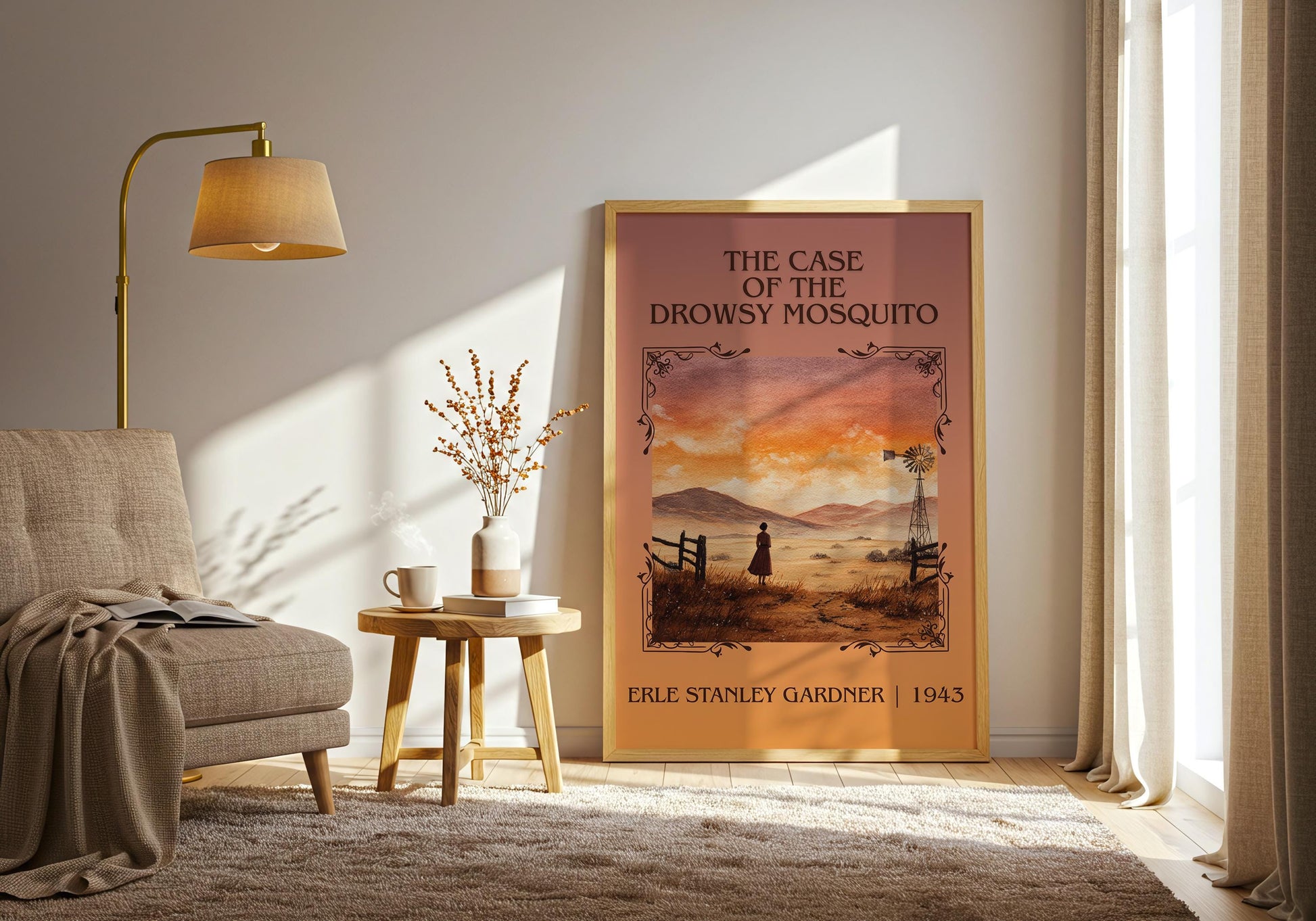 The Case Of The Drowsy Mosquito by Erle Stanley Gardner Descriptive Poster Print.Free Delivery Wall Art Author&Blurb Book Artwork Novel