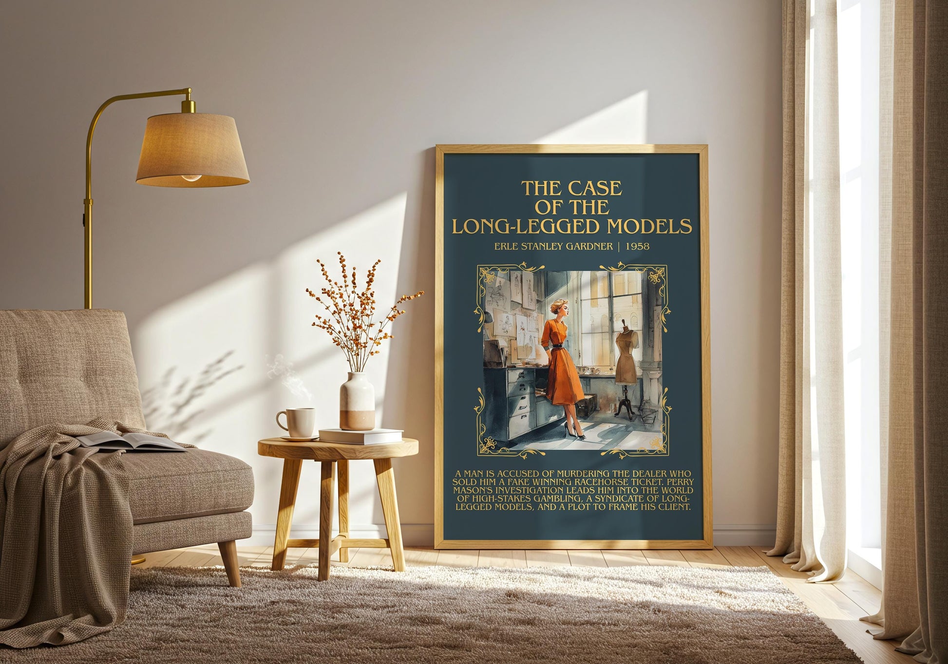 The Case Of The Long-legged Model by Erle Stanley Gardner Descriptive Poster Print.Free Delivery Wall Art Author&Blurb Book Artwork Novel