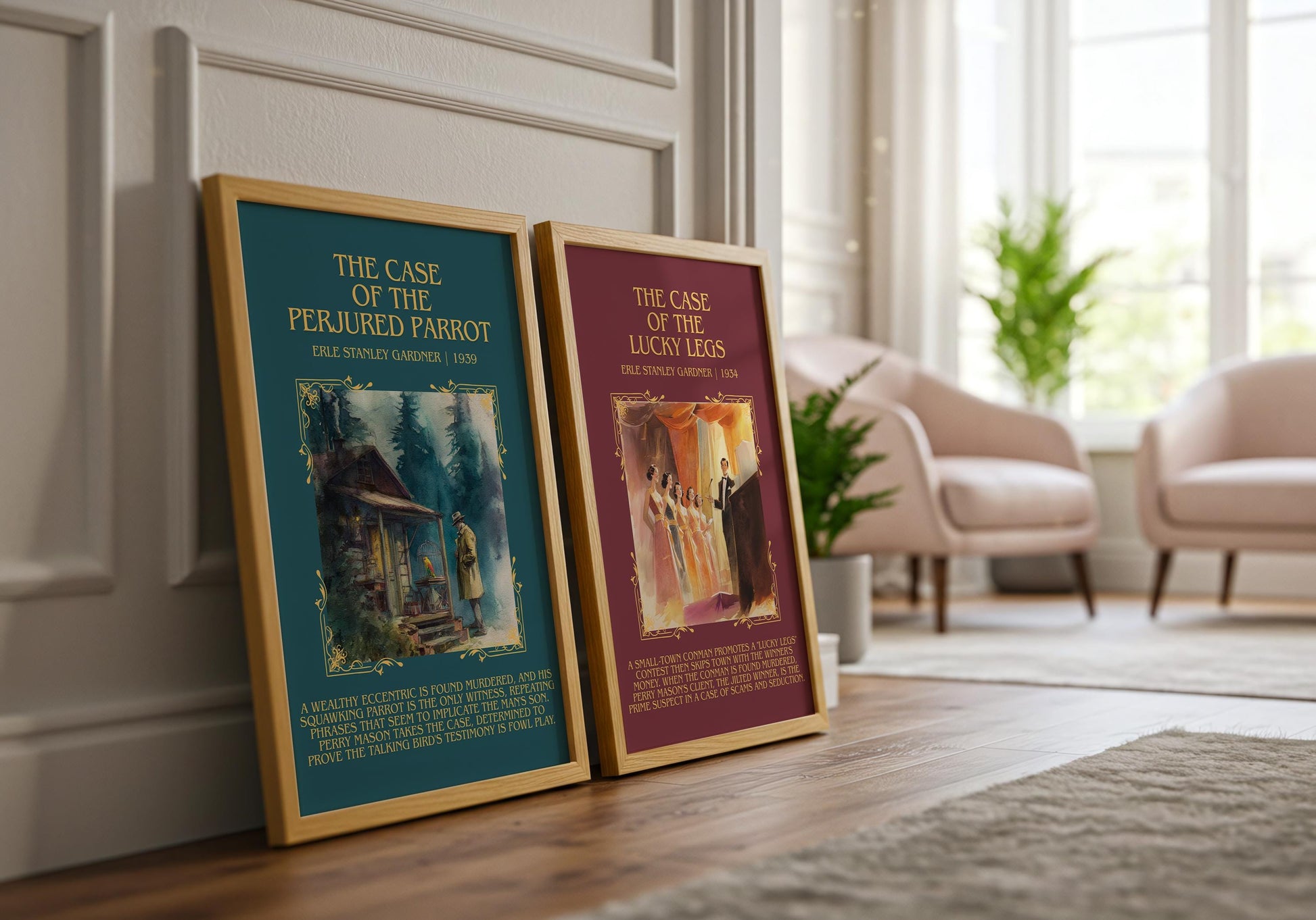 The Case Of The Lucky Legs by Erle Stanley Gardner Descriptive Poster Print.Free Delivery Wall Art Author&Blurb Book Artwork Novel
