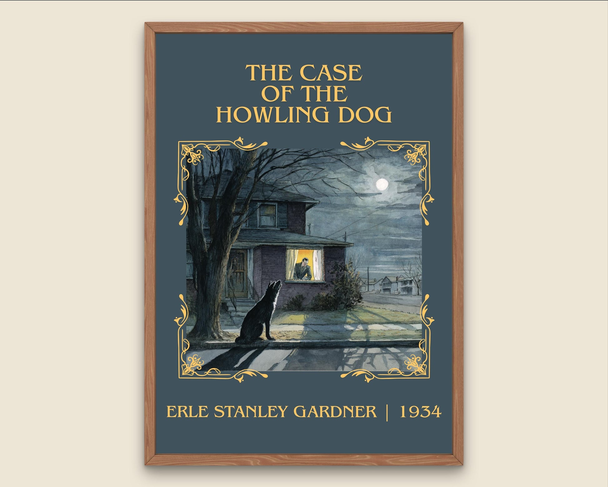 The Case Of The Howling Dog by Erle Stanley Gardner Descriptive Poster Print.Free Delivery Wall Art Author&Blurb Book Artwork Novel