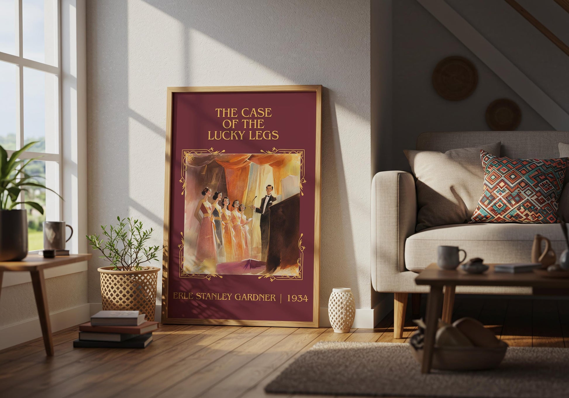 The Case Of The Lucky Legs by Erle Stanley Gardner Descriptive Poster Print.Free Delivery Wall Art Author&Blurb Book Artwork Novel