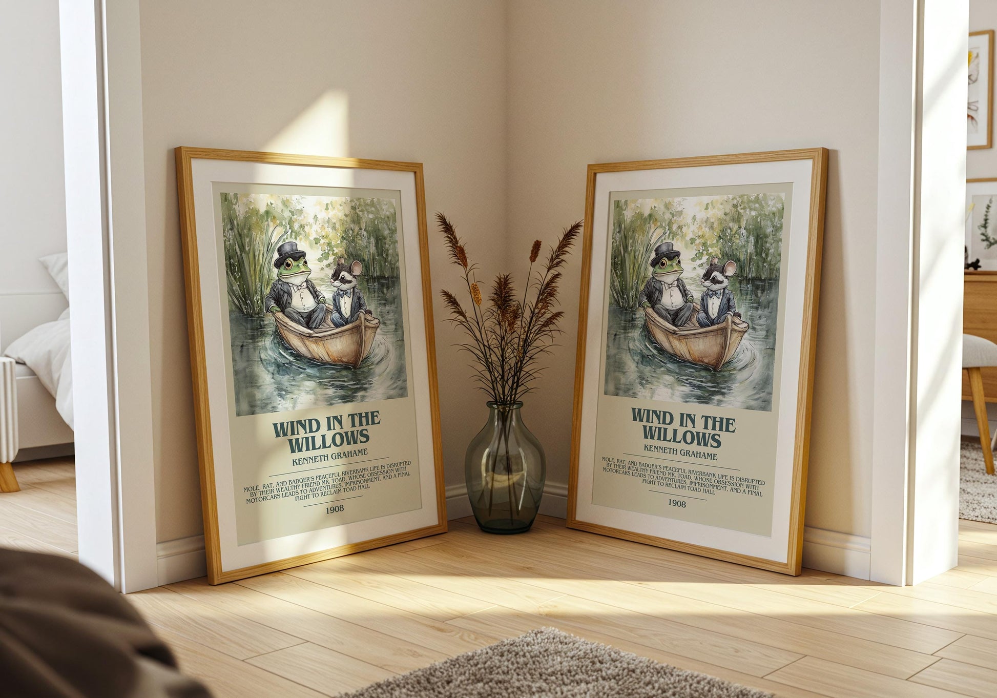 Wind in the Willows by Kenneth Grahame Descriptive Poster Print. Free Delivery Wall Art Author & Blurb Book Artwork Novel Modern Poster Gift