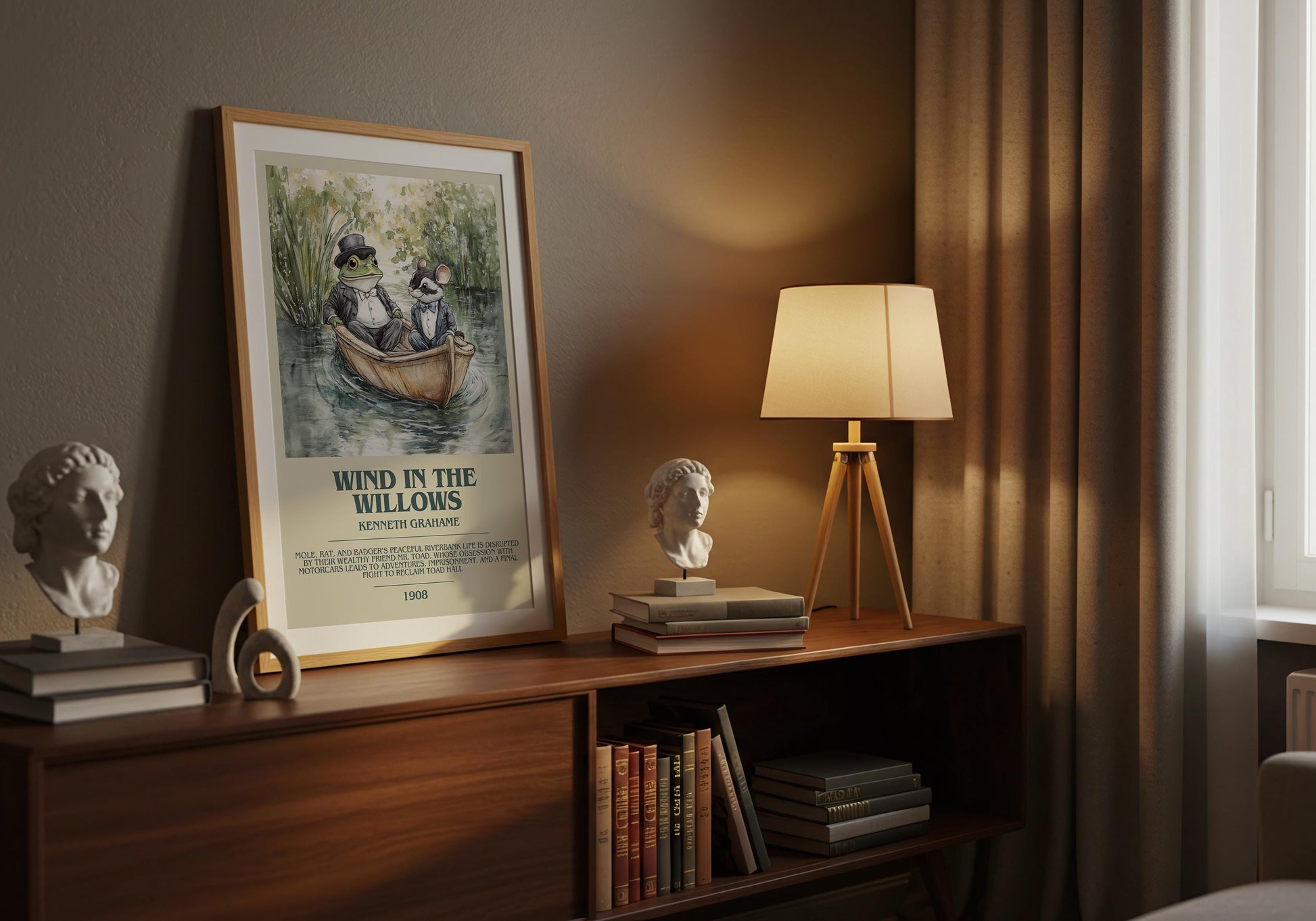 Wind in the Willows by Kenneth Grahame Descriptive Poster Print. Free Delivery Wall Art Author & Blurb Book Artwork Novel Modern Poster Gift