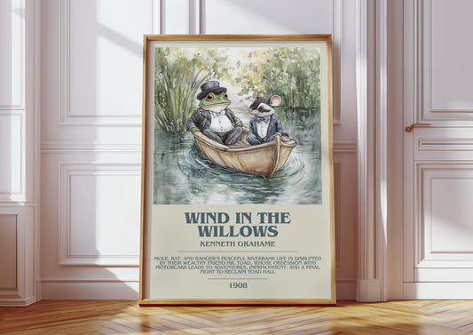 Wind in the Willows by Kenneth Grahame Descriptive Poster Print. Free Delivery Wall Art Author & Blurb Book Artwork Novel Modern Poster Gift