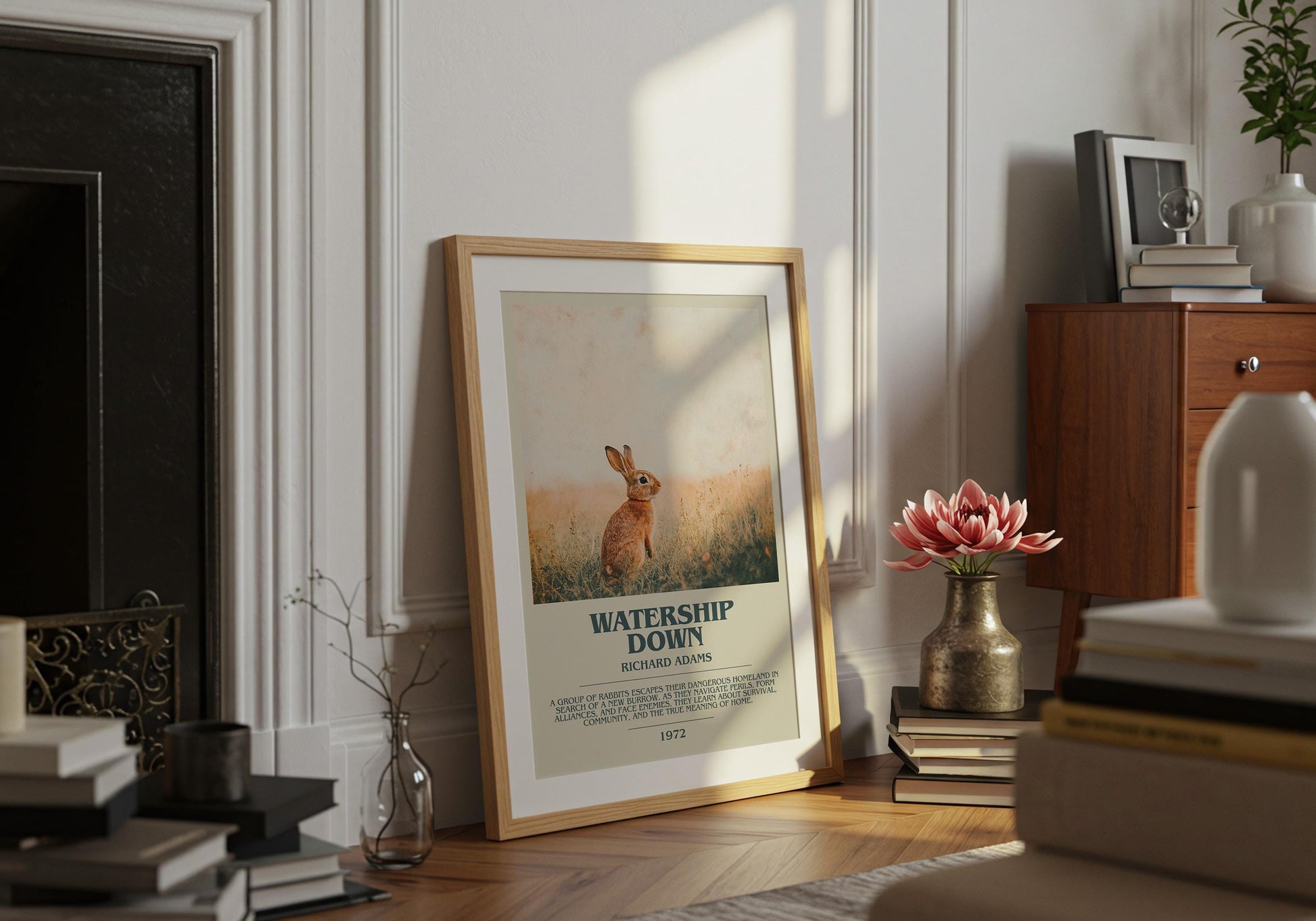 Watership Down by Richard Adams Descriptive Poster Print. Free Delivery Wall Art Author & Blurb Book Artwork Novel Modern Poster Gift