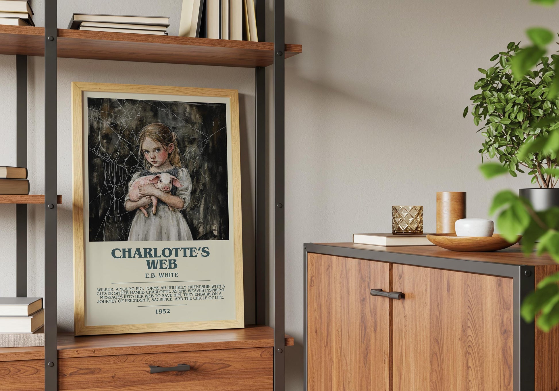 Charlottes Web by E.B. White Descriptive Poster Print. Free Delivery Wall Art Author & Blurb Book Artwork Novel Modern Poster Gift