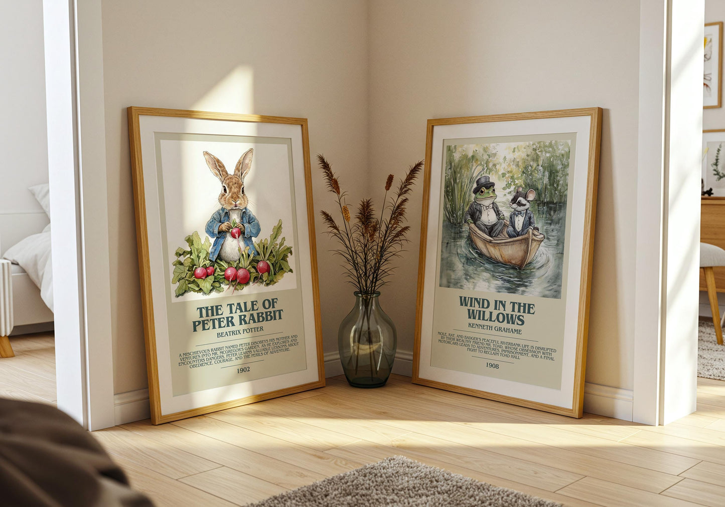 The Tale Of Peter Rabbit by Beatrix Potter Descriptive Poster Print. Free Delivery Wall Art Author & Blurb Book Artwork Novel Modern Poster