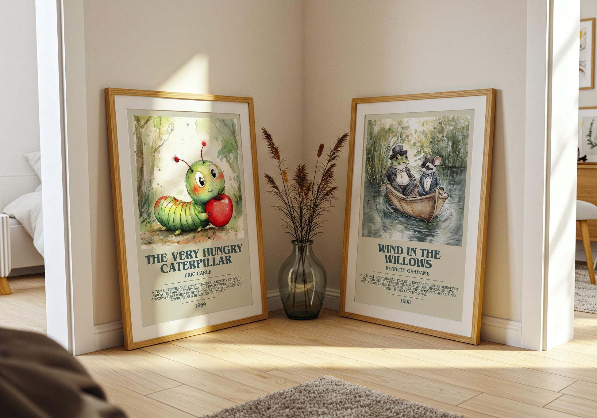The Very Hungry Caterpillar by Eric Carle Descriptive Poster Print. Free Delivery Wall Art Author & Blurb Book Artwork Novel Modern Poster