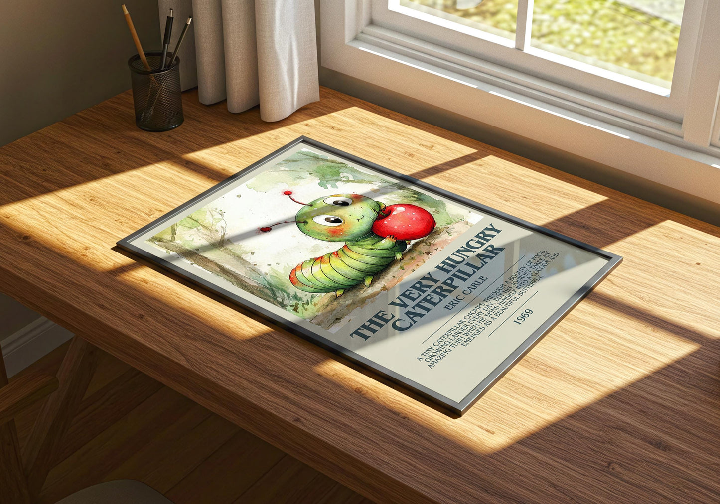 The Very Hungry Caterpillar by Eric Carle | Descriptive Book Poster | Modern