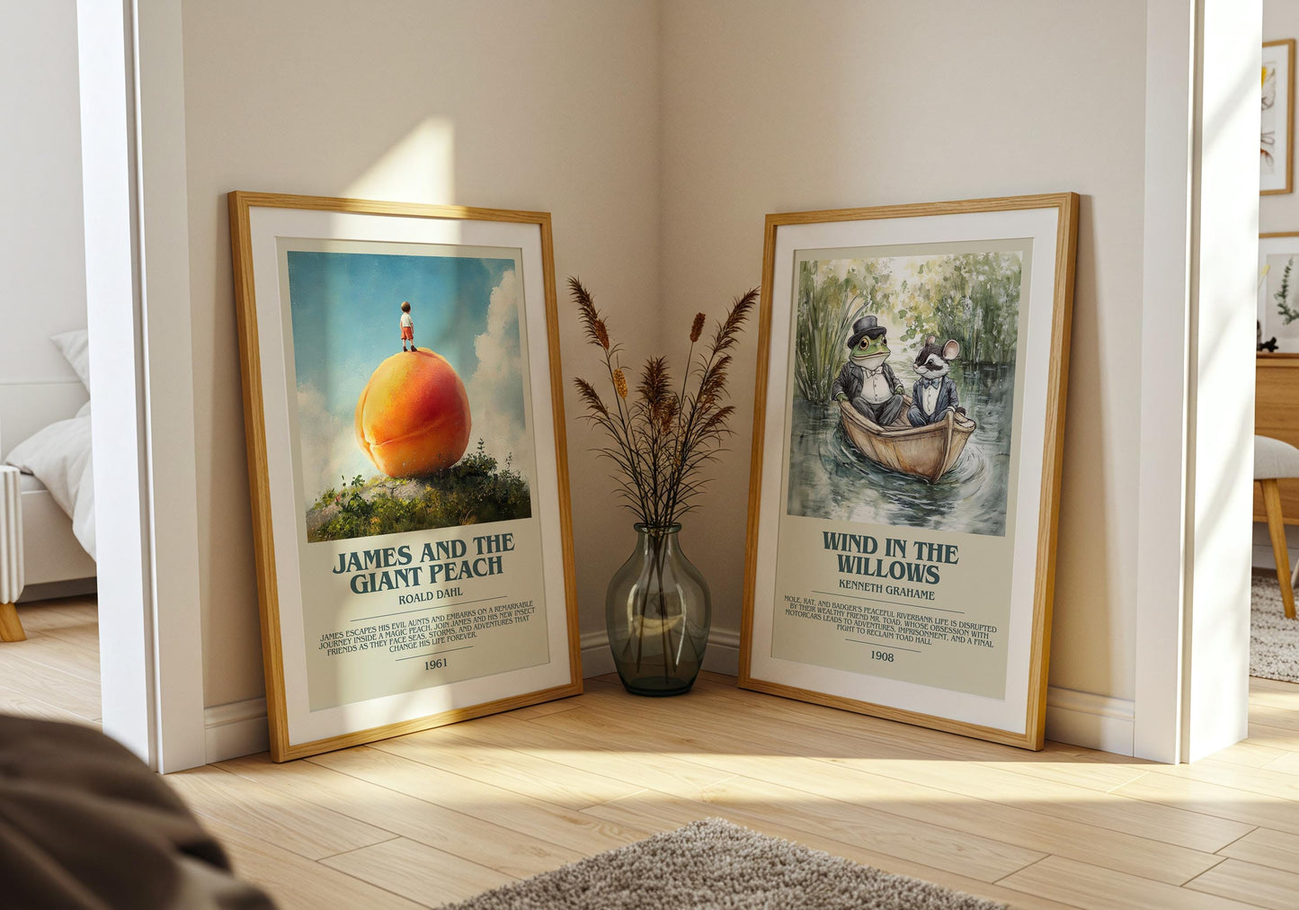 James and the Giant Peach by Roald Dahl Descriptive Poster Print. Free Delivery Wall Art Author & Blurb Book Artwork Novel Modern Poster