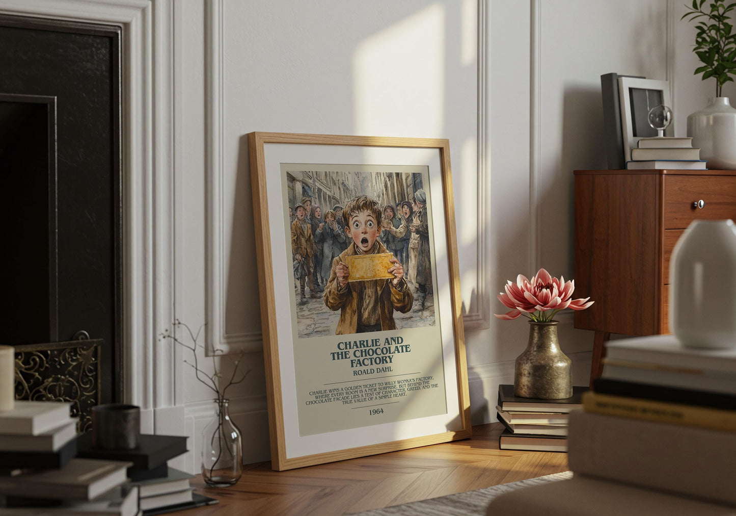 Charlie and the Chocolate Factory by Roald Dahl Poster Print. Free Delivery Wall Art Author & Blurb Book Artwork Novel Modern Poster Gift