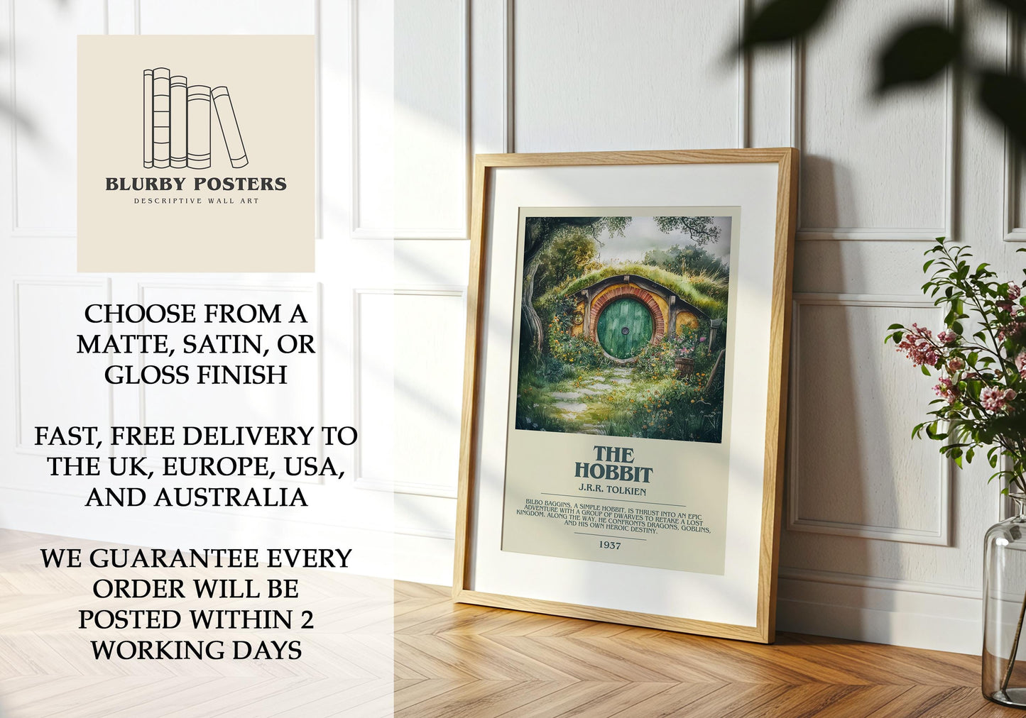 The Hobbit by J.R.R. Tolkien | Descriptive Book Poster | Modern