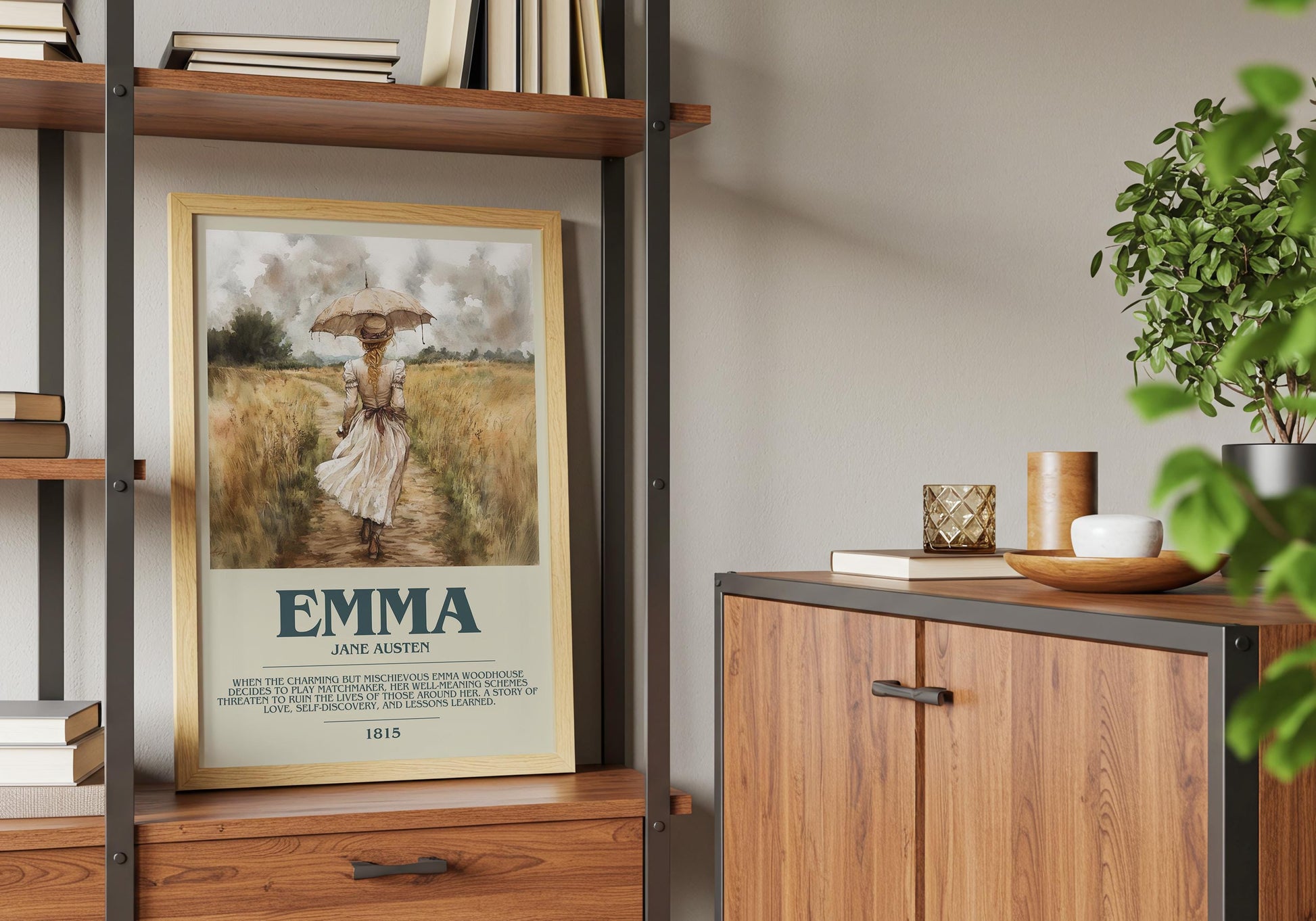 Emma by Jane Austen Descriptive Poster Print. Free Delivery Wall Art Author & Blurb Book Artwork Novel Modern Poster Gift