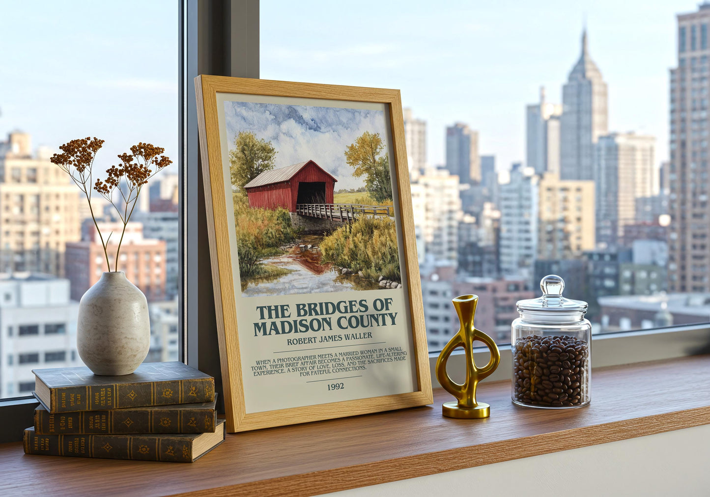 The Bridges Of Madison County by Robert James Waller Poster Print. Free Delivery Wall Art Author & Blurb Book Artwork Novel Modern Poster