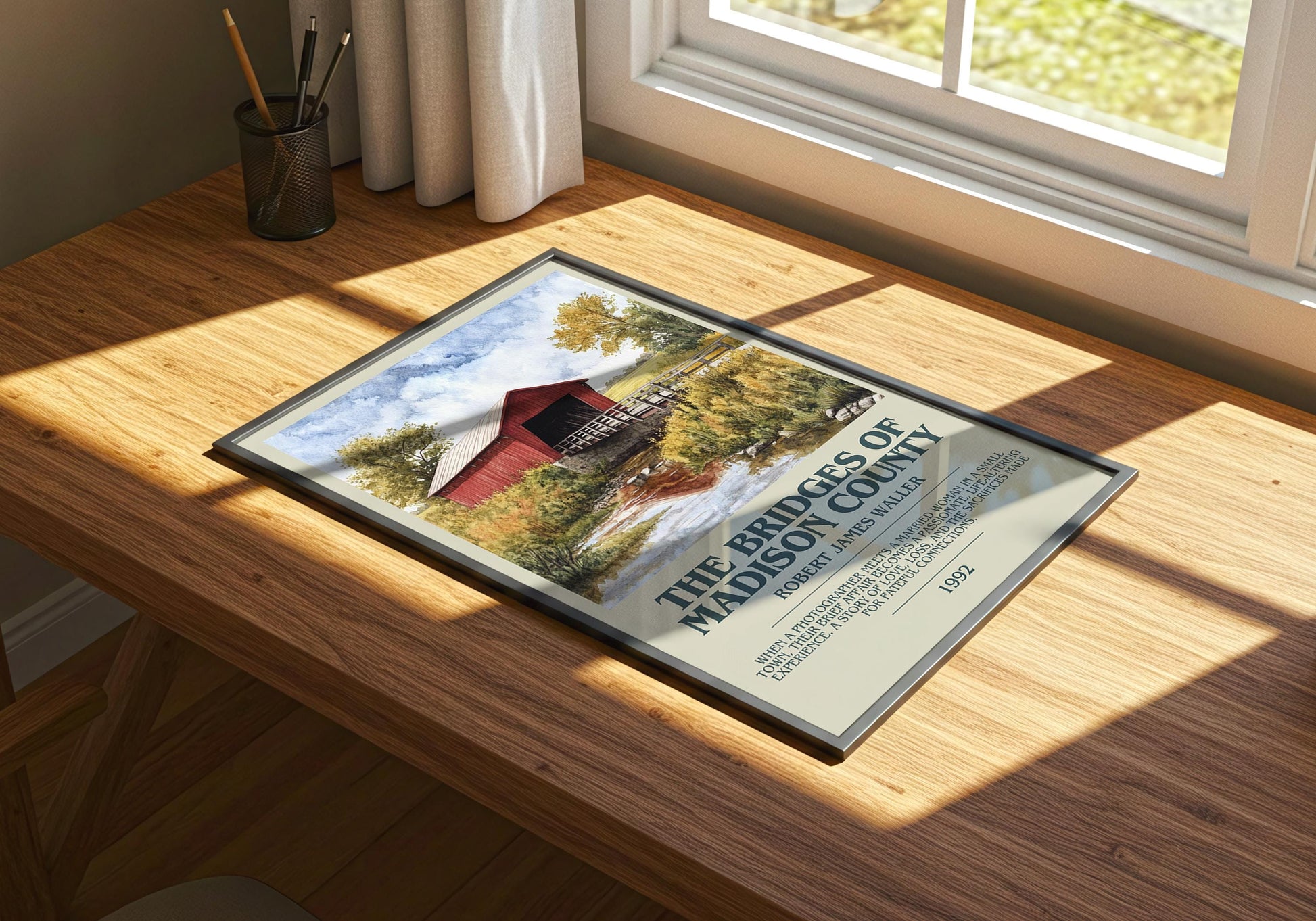 The Bridges Of Madison County by Robert James Waller Poster Print. Free Delivery Wall Art Author & Blurb Book Artwork Novel Modern Poster