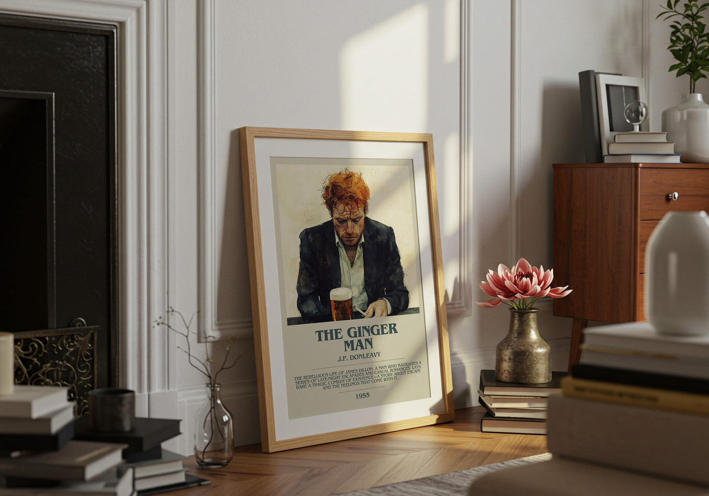 The Ginger Man by J.P. Donleavy Descriptive Poster Print. Free Delivery Wall Art Author & Blurb Book Artwork Novel Modern Poster Gift