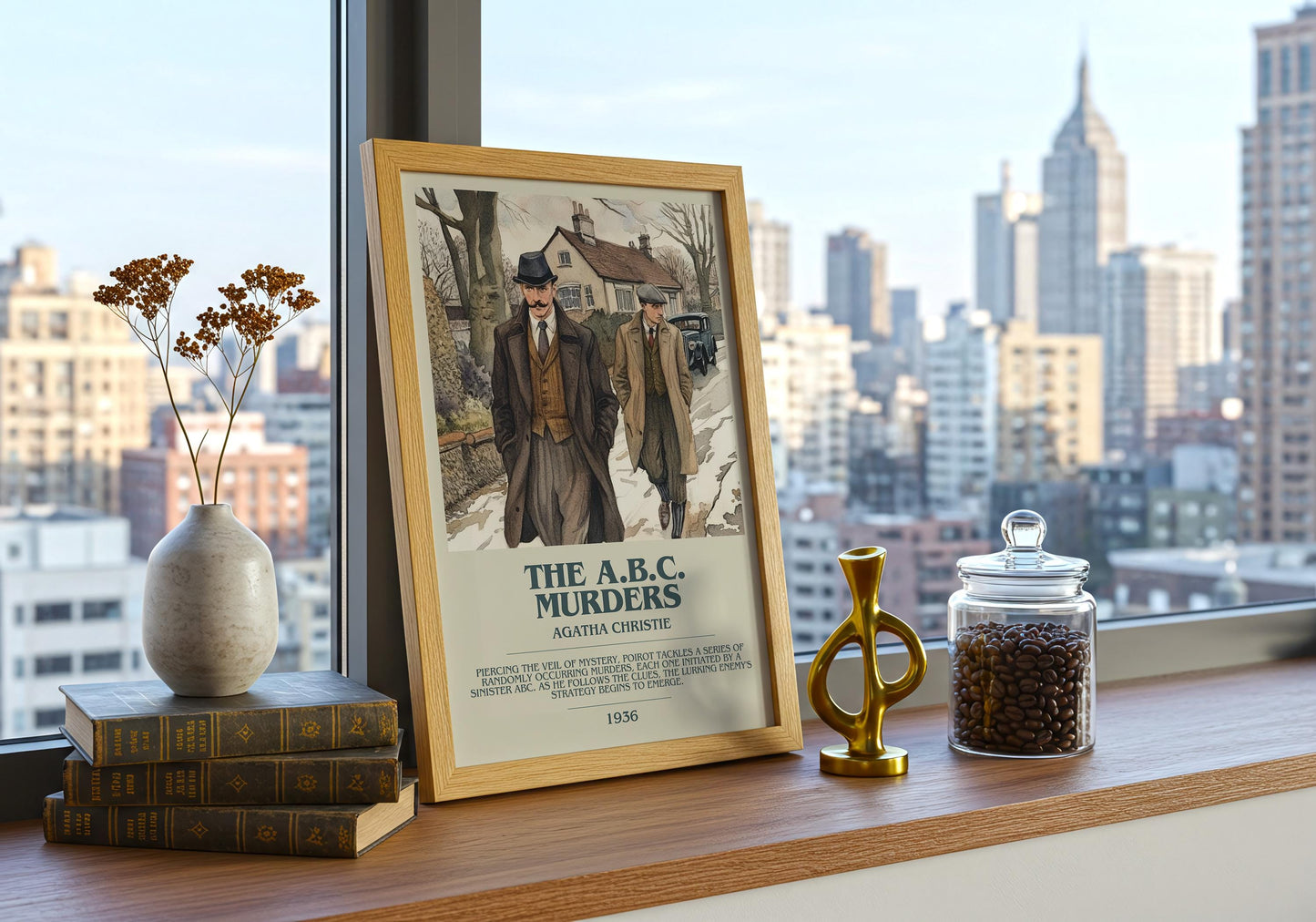 The A.B.C Murders by Agatha Christie Descriptive Poster Print. Free Delivery Wall Art Author & Blurb Book Artwork Novel Modern