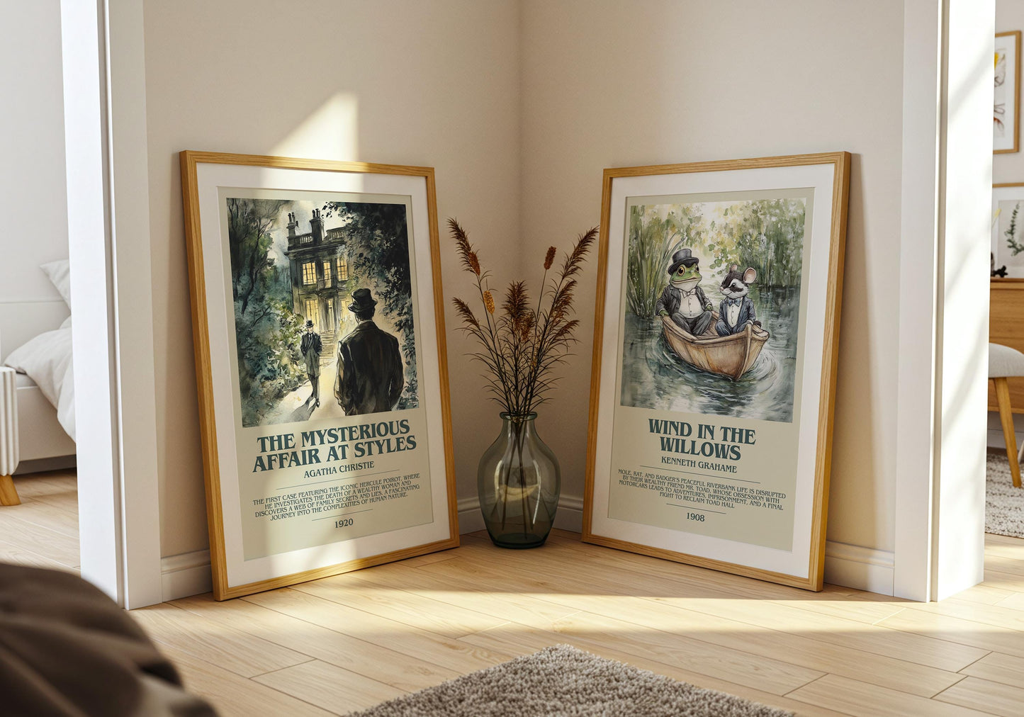 The Mysterious Affair At Styles by Agatha Christie Descriptive Poster Print. Free Delivery Wall Art Author & Blurb Book Artwork Novel Modern