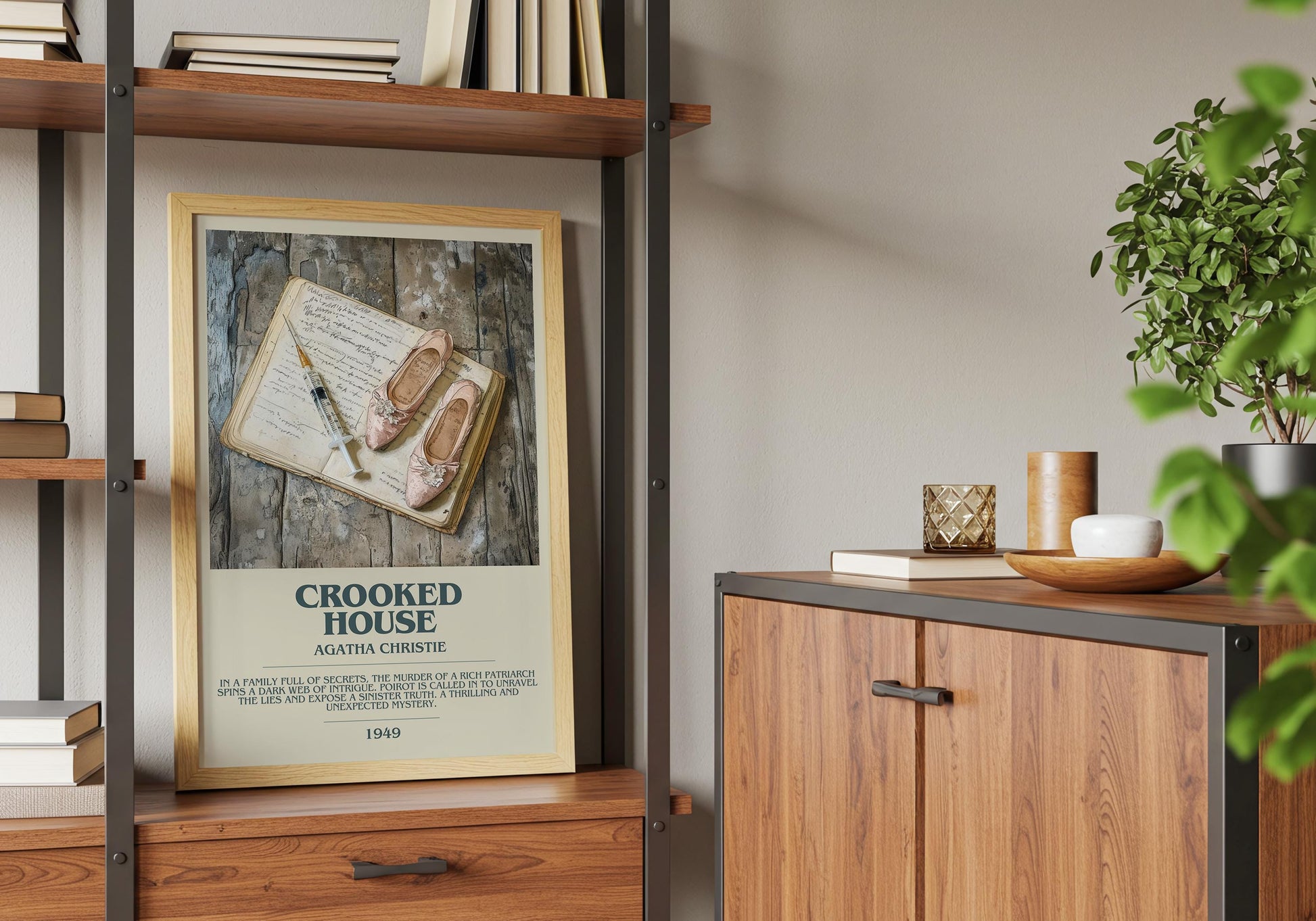 Crooked House by Agatha Christie Descriptive Poster Print. Free Delivery Wall Art Author & Blurb Book Artwork Novel Modern Gift