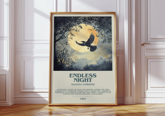 Endless Night by Agatha Christie Descriptive Poster Print. Free Delivery Wall Art Author & Blurb Book Artwork Novel Modern Gift