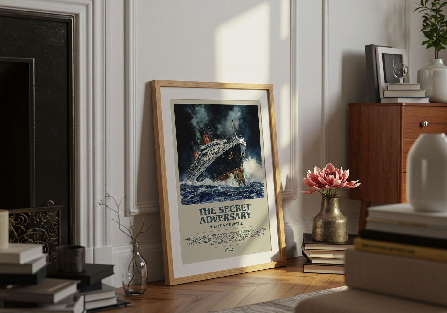The Secret Adversary by Agatha Christie Descriptive Poster Print. Free Delivery Wall Art Author & Blurb Book Artwork Novel Modern Gift