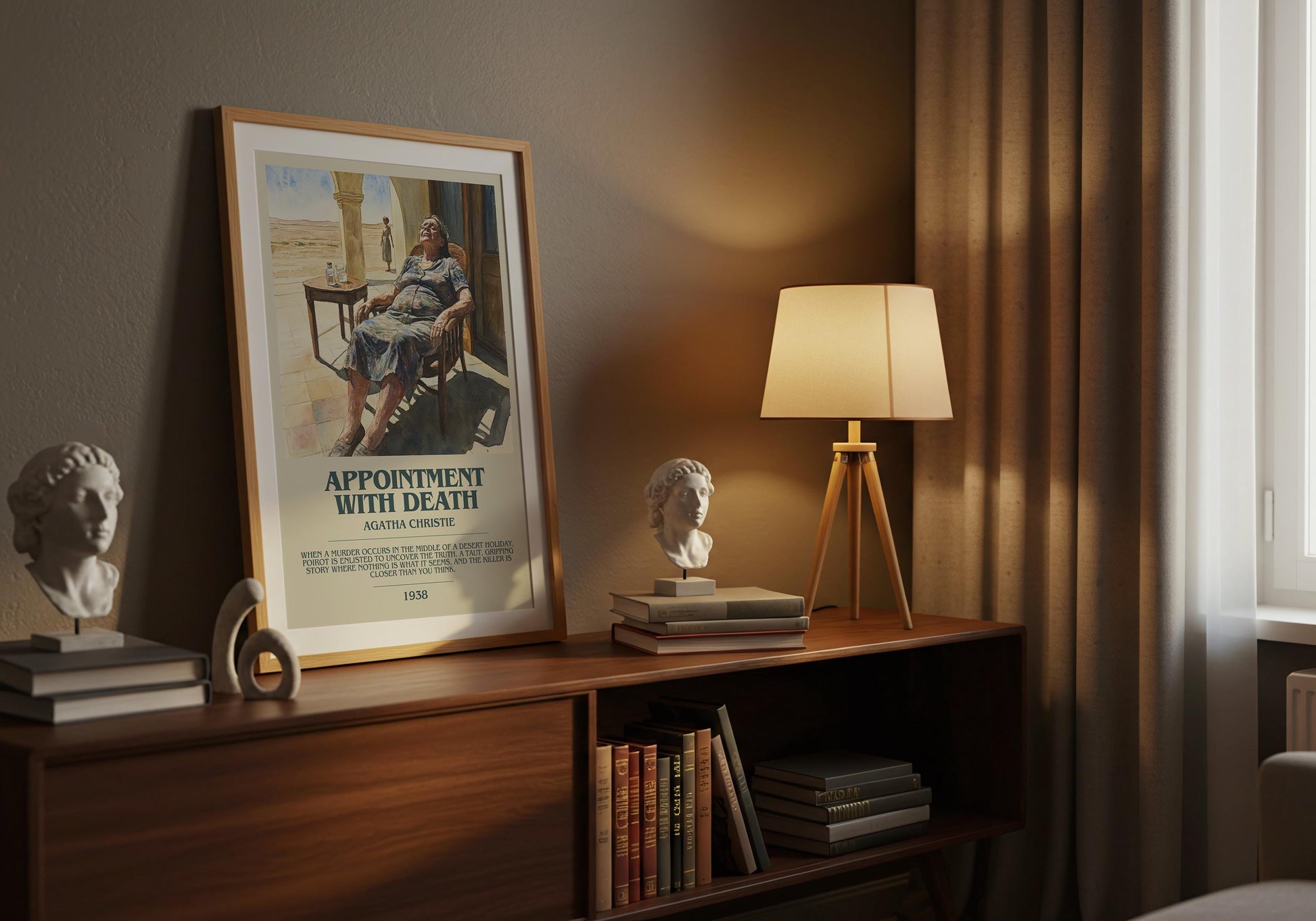 Appointment With Death by Agatha Christie Descriptive Poster Print. Free Delivery Wall Art Author & Blurb Book Artwork Novel Modern Gift