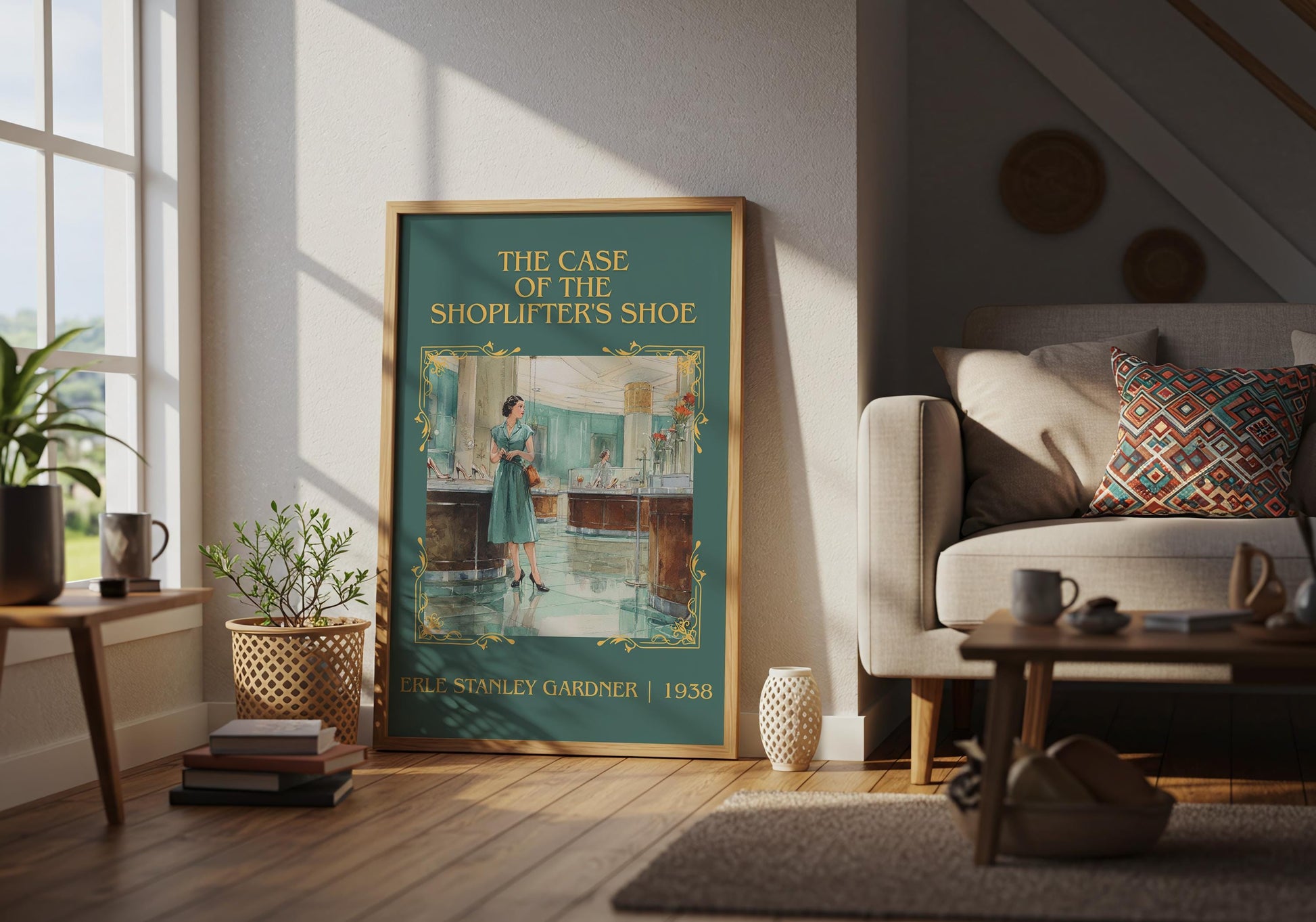 The Case Of The Shoplifter's Shoe by Erle Stanley Gardner Descriptive Poster Print.Free Delivery Wall Art Author&Blurb Book Artwork Novel