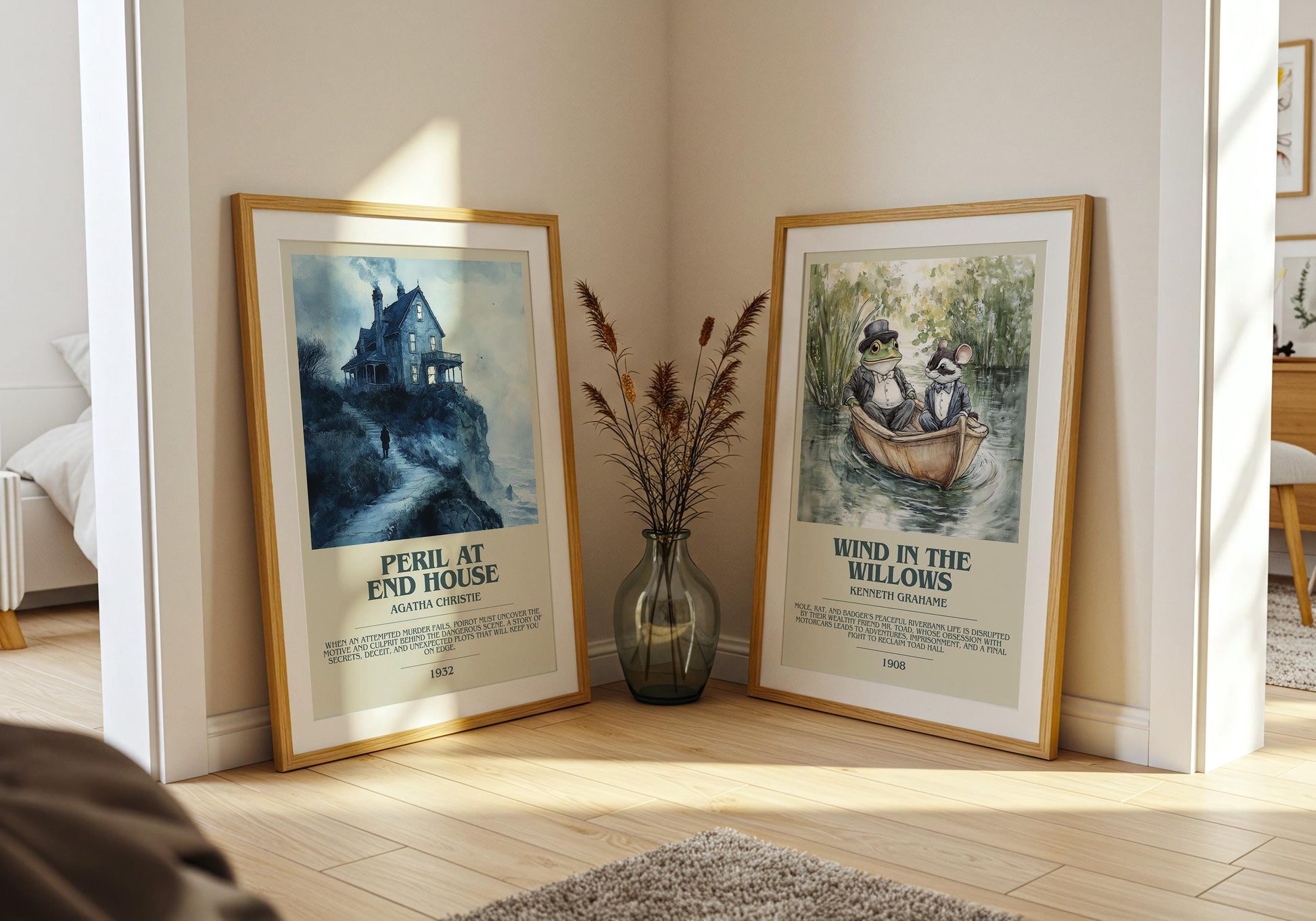 Peril At End House by Agatha Christie Descriptive Poster Print. Free Delivery Wall Art Author & Blurb Book Artwork Novel Modern Gift