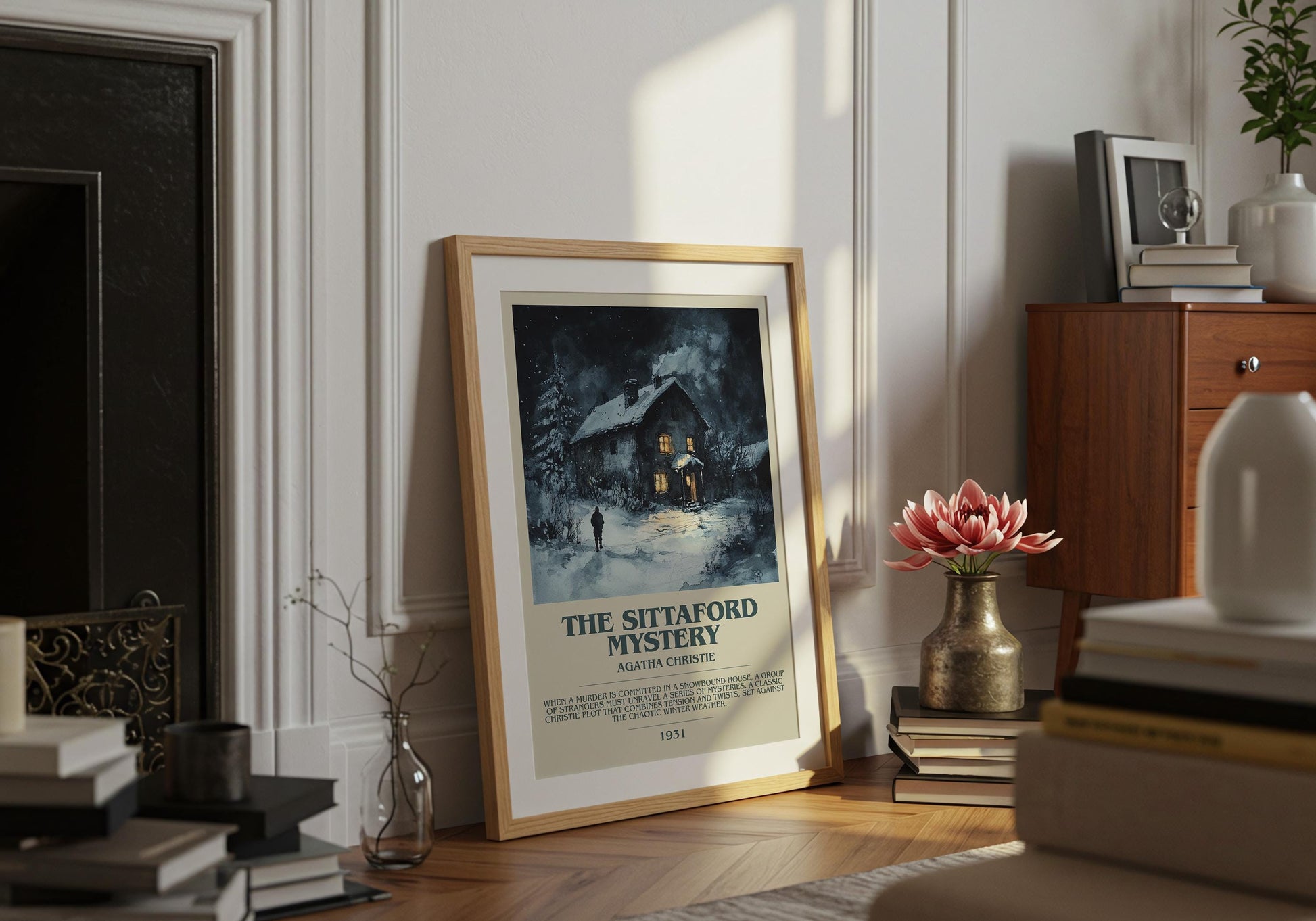 The Sittaford Mystery by Agatha Christie Descriptive Poster Print. Free Delivery Wall Art Author & Blurb Book Artwork Novel Modern Gift