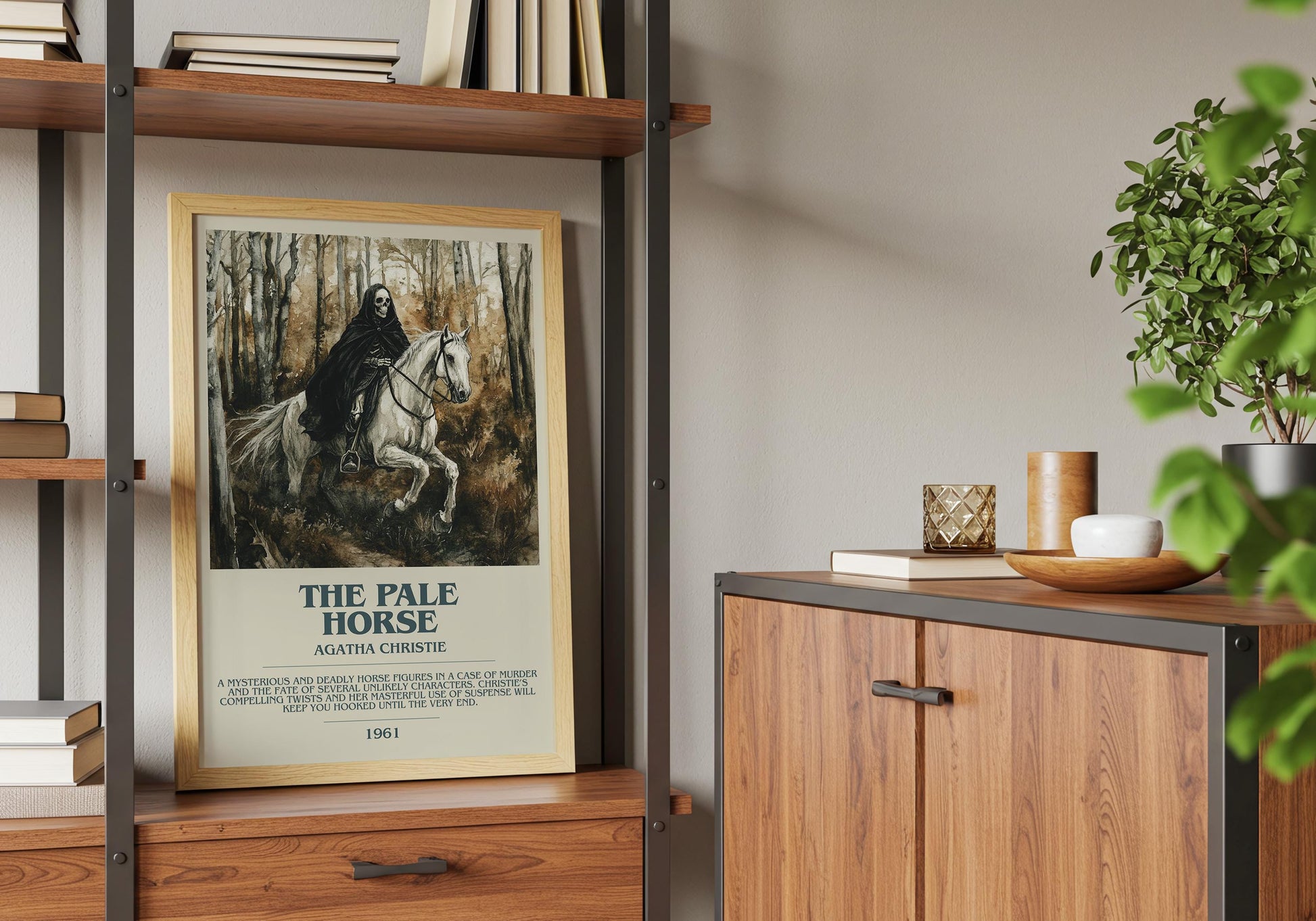The Pale Horse by Agatha Christie Descriptive Poster Print. Free Delivery Wall Art Author & Blurb Book Artwork Novel Modern Gift