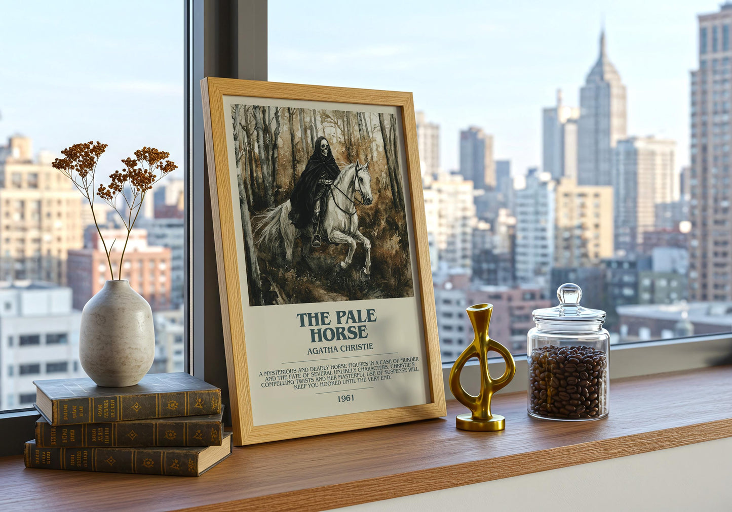 The Pale Horse by Agatha Christie Descriptive Poster Print. Free Delivery Wall Art Author & Blurb Book Artwork Novel Modern Gift