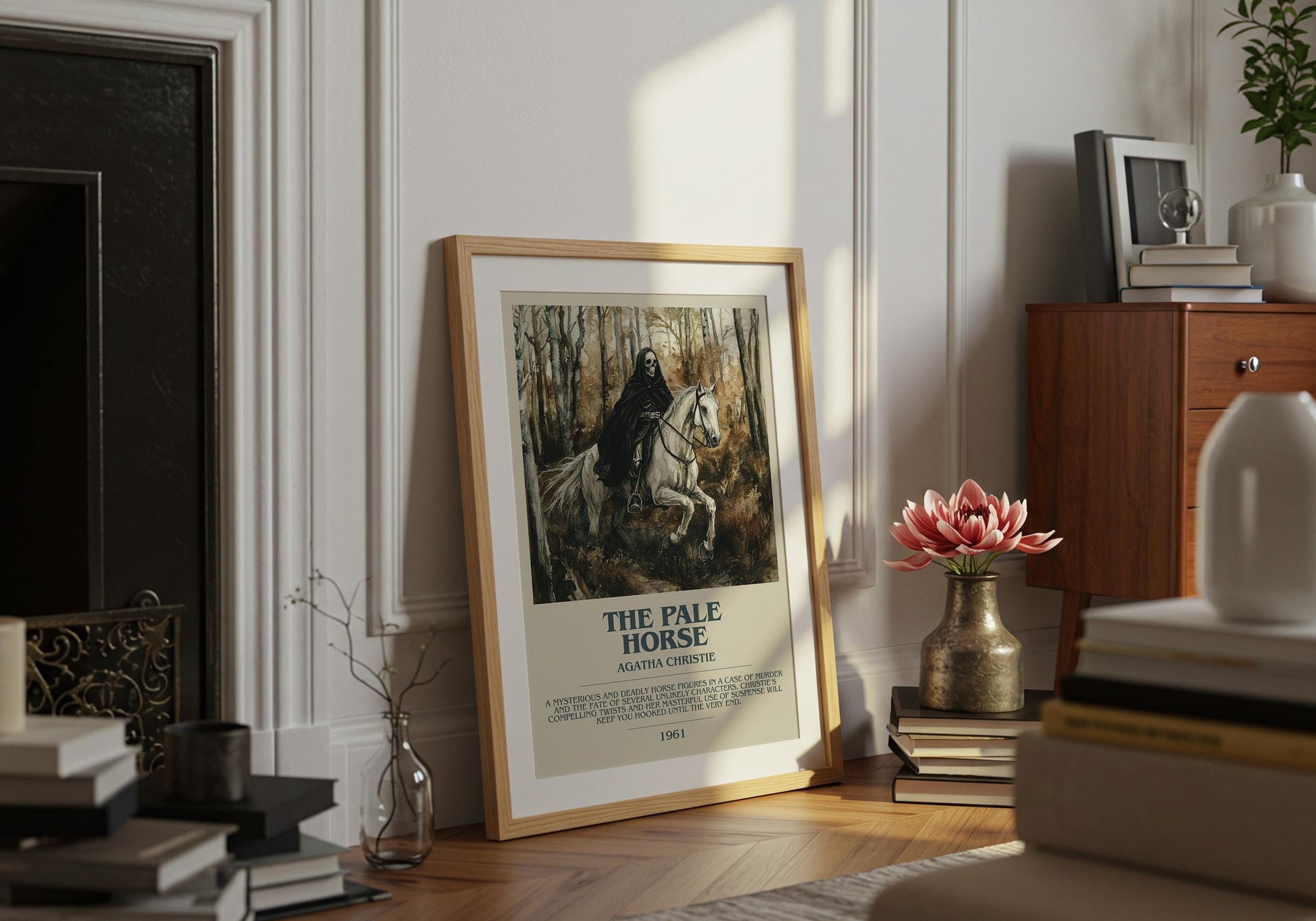 The Pale Horse by Agatha Christie Descriptive Poster Print. Free Delivery Wall Art Author & Blurb Book Artwork Novel Modern Gift