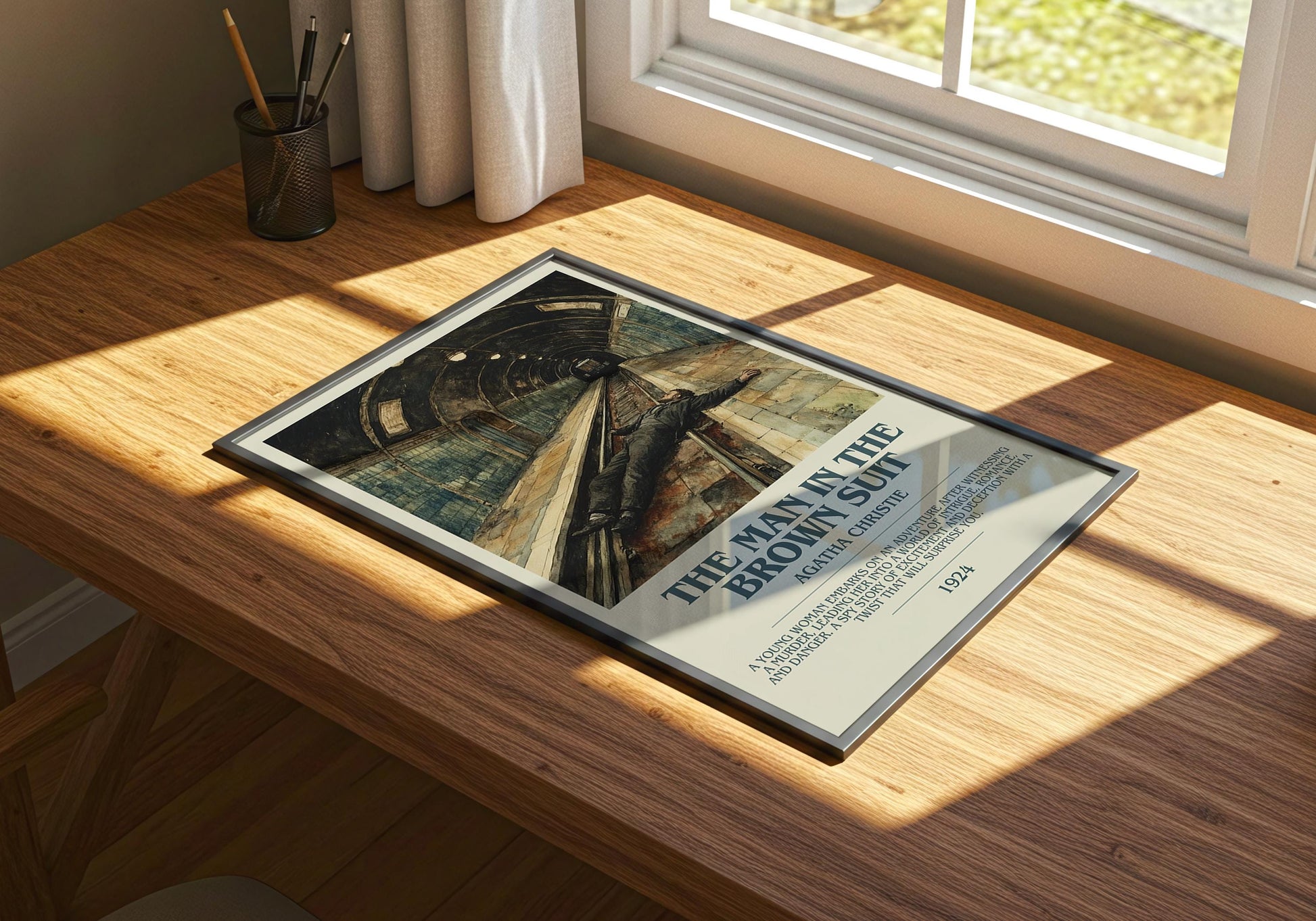 The Man In The Brown Suit by Agatha Christie Descriptive Poster Print. Free Delivery Wall Art Author & Blurb Book Artwork Novel Modern