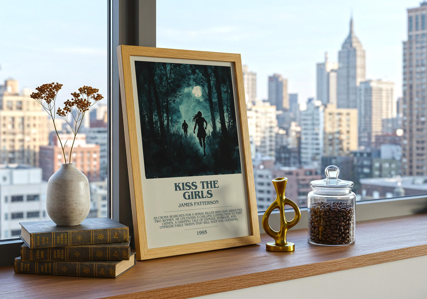 Kiss The Girls by James Patterson Descriptive Poster Print. Free Delivery Wall Art Author & Blurb Book Artwork Novel Modern