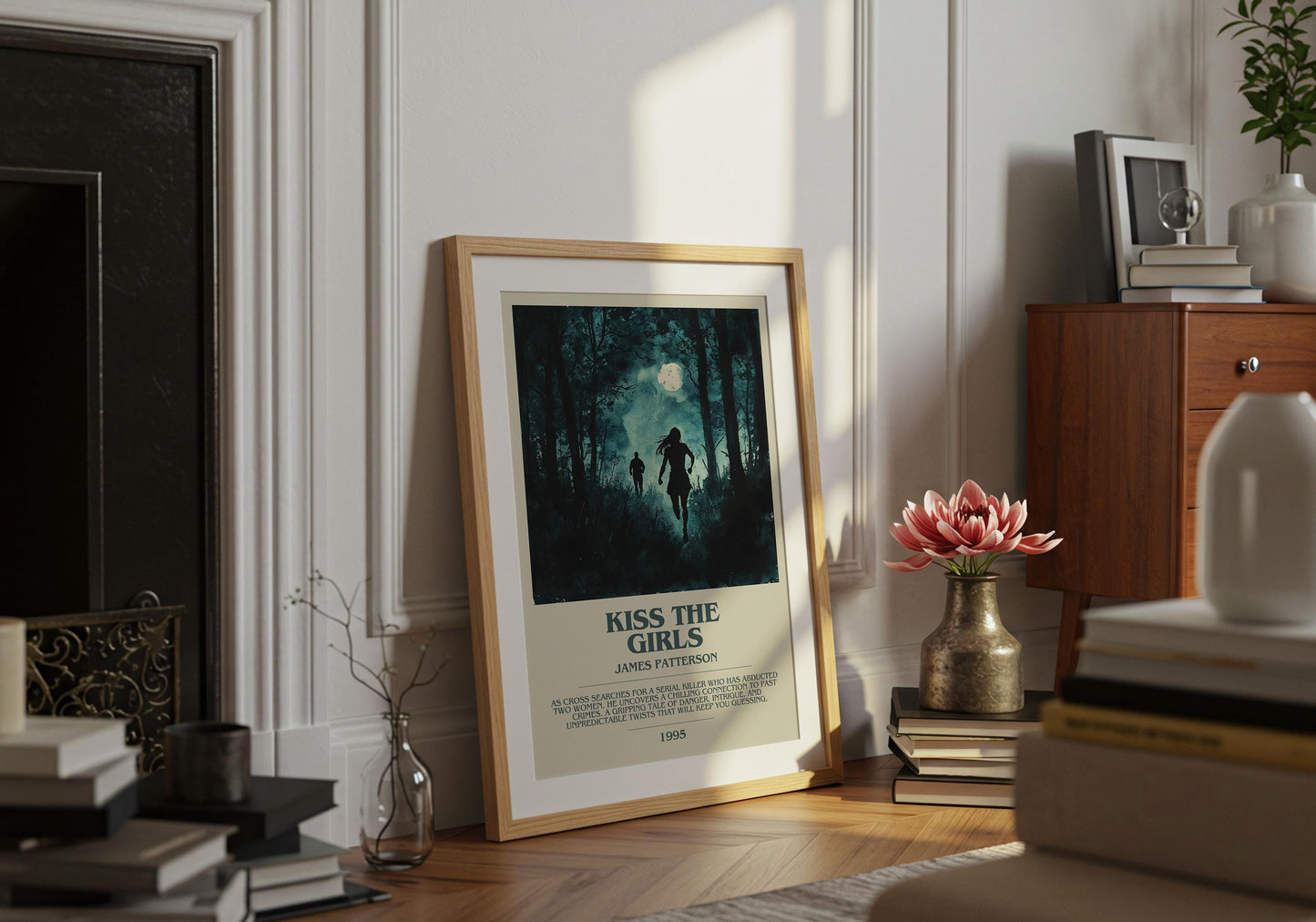 Kiss The Girls by James Patterson Descriptive Poster Print. Free Delivery Wall Art Author & Blurb Book Artwork Novel Modern