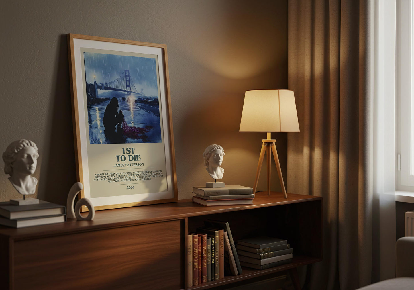 1st To Die by James Patterson Descriptive Poster Print. Free Delivery Wall Art Author & Blurb Book Artwork Novel Modern