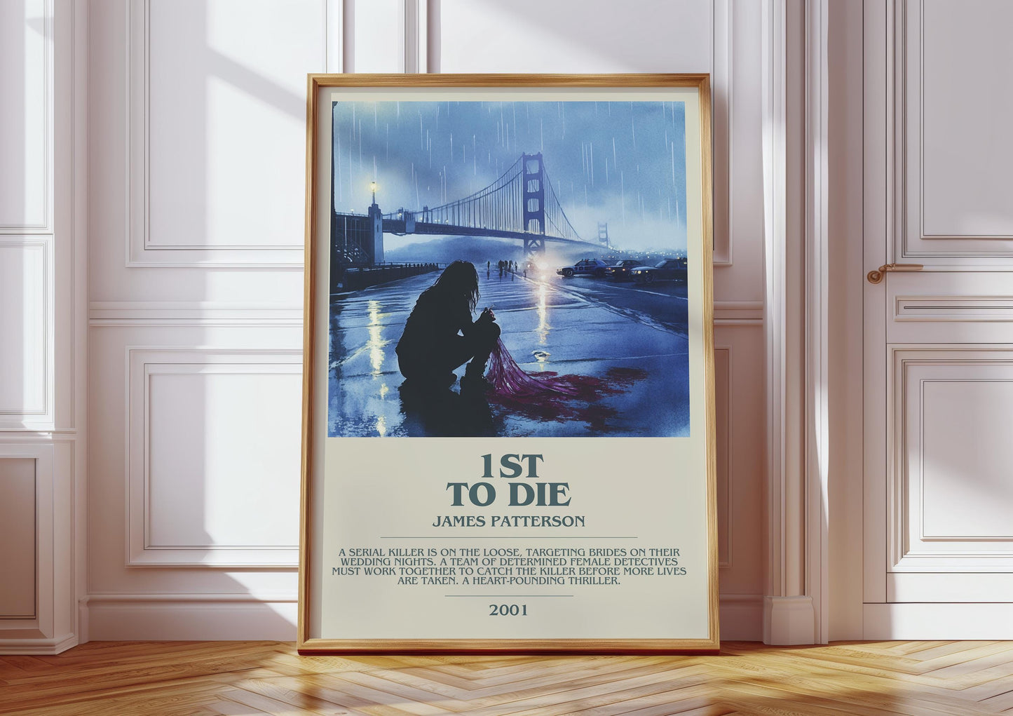 1st To Die by James Patterson Descriptive Poster Print. Free Delivery Wall Art Author & Blurb Book Artwork Novel Modern