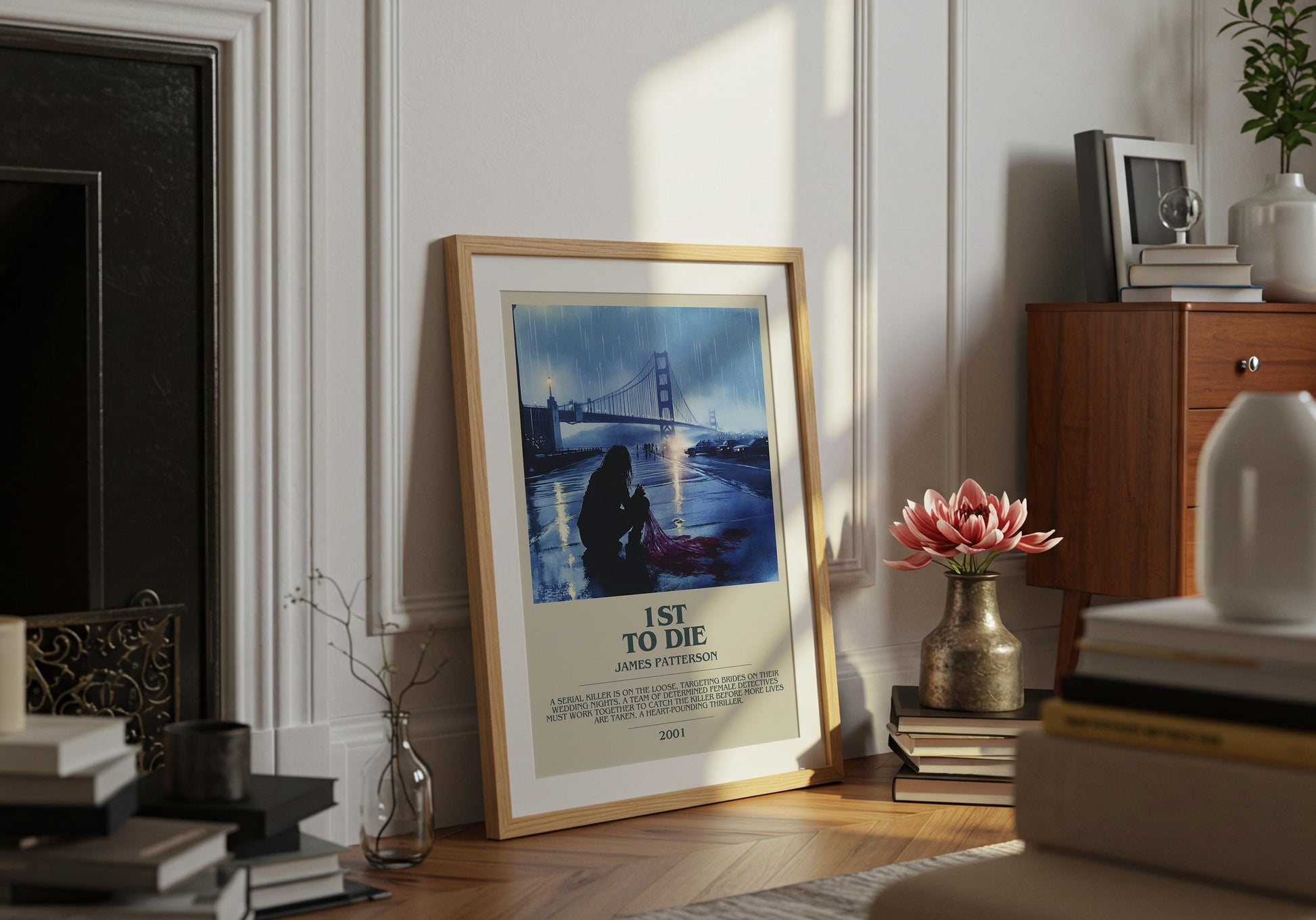 1st To Die by James Patterson Descriptive Poster Print. Free Delivery Wall Art Author & Blurb Book Artwork Novel Modern