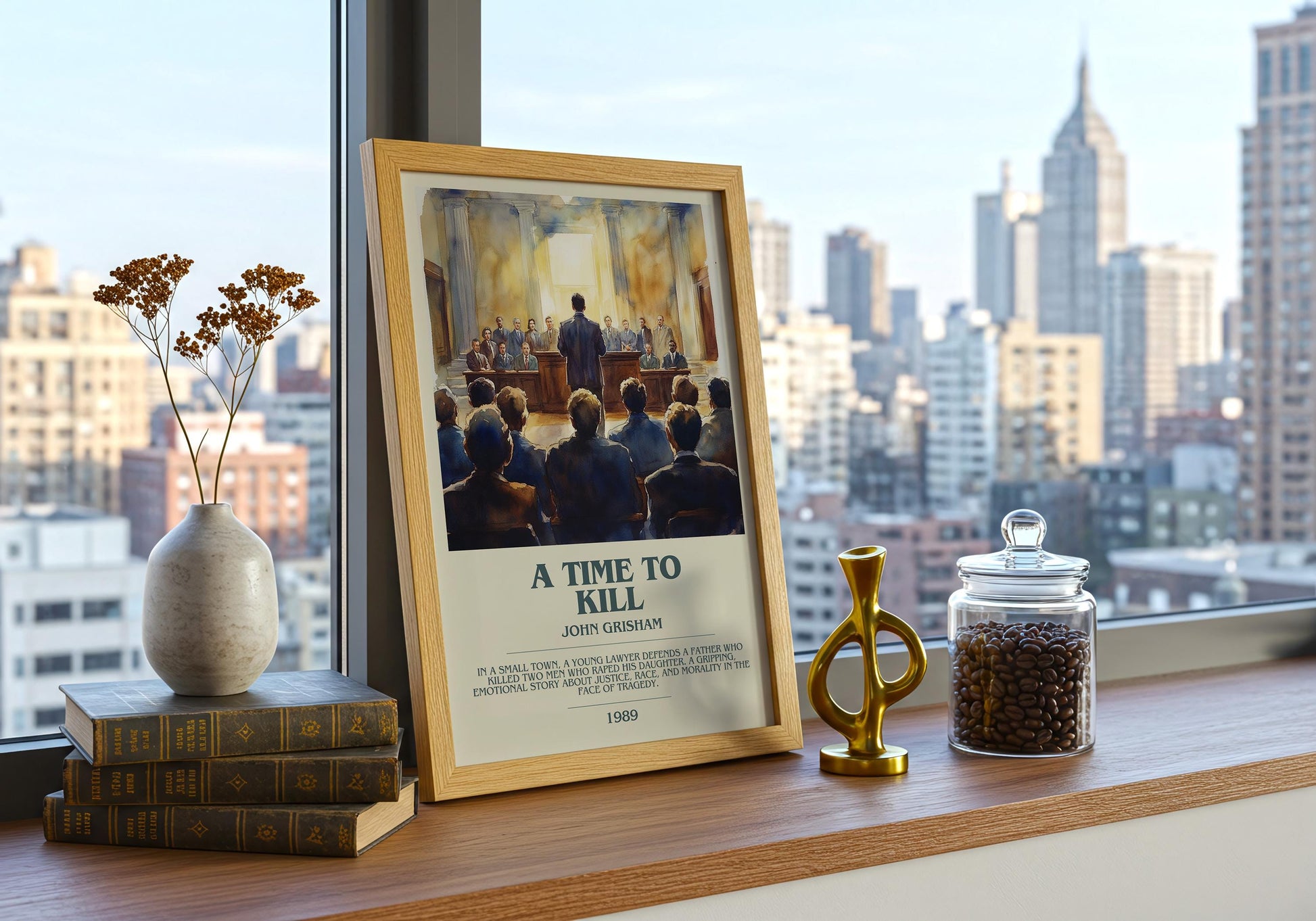 A Time To Kill by John Grisham Descriptive Poster Print. Free Delivery Wall Art Author & Blurb Book Artwork Novel Modern