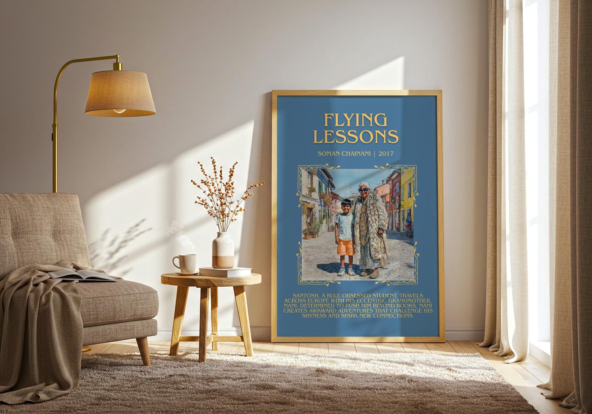 Flying Lessons by Soman Chainani Descriptive Poster Print.Free Delivery Wall Art Author&Blurb Book Artwork Novel Poster