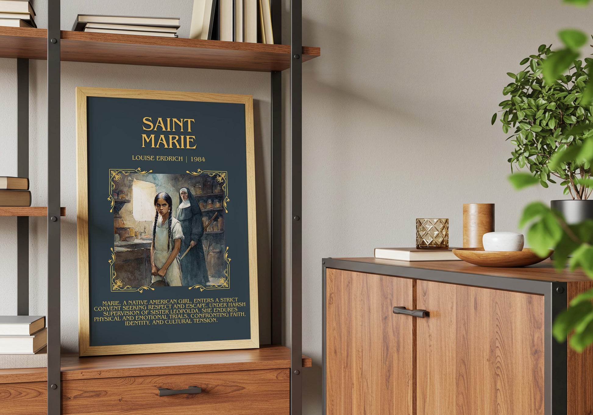 Saint Marie by Louise Erdrich Descriptive Poster Print.Free Delivery Wall Art Author&Blurb Book Artwork Novel Poster